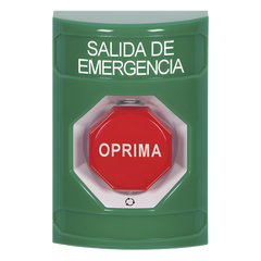 Botón de Salida de Emergencia , Texto en Español,  Acción Mantenida, Girar para Restablecer, LED de iluminación