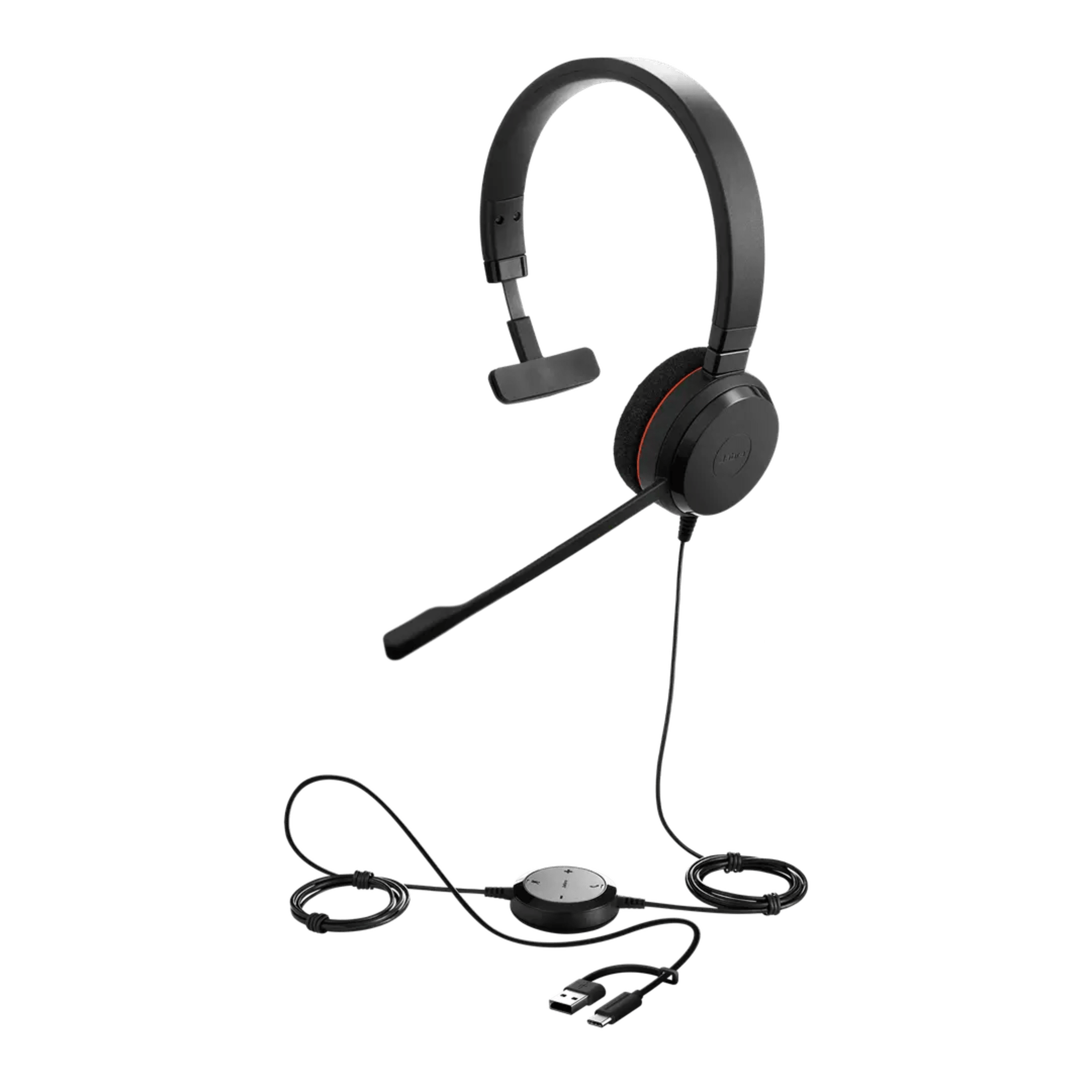 Jabra Evolve 20 Mono con Conexión USB C/A, Micrófono con Cancelación de Ruido de Ultima Generación, Configuración Plug and Play, Certificación Microsoft Teams (4993-823-169)
