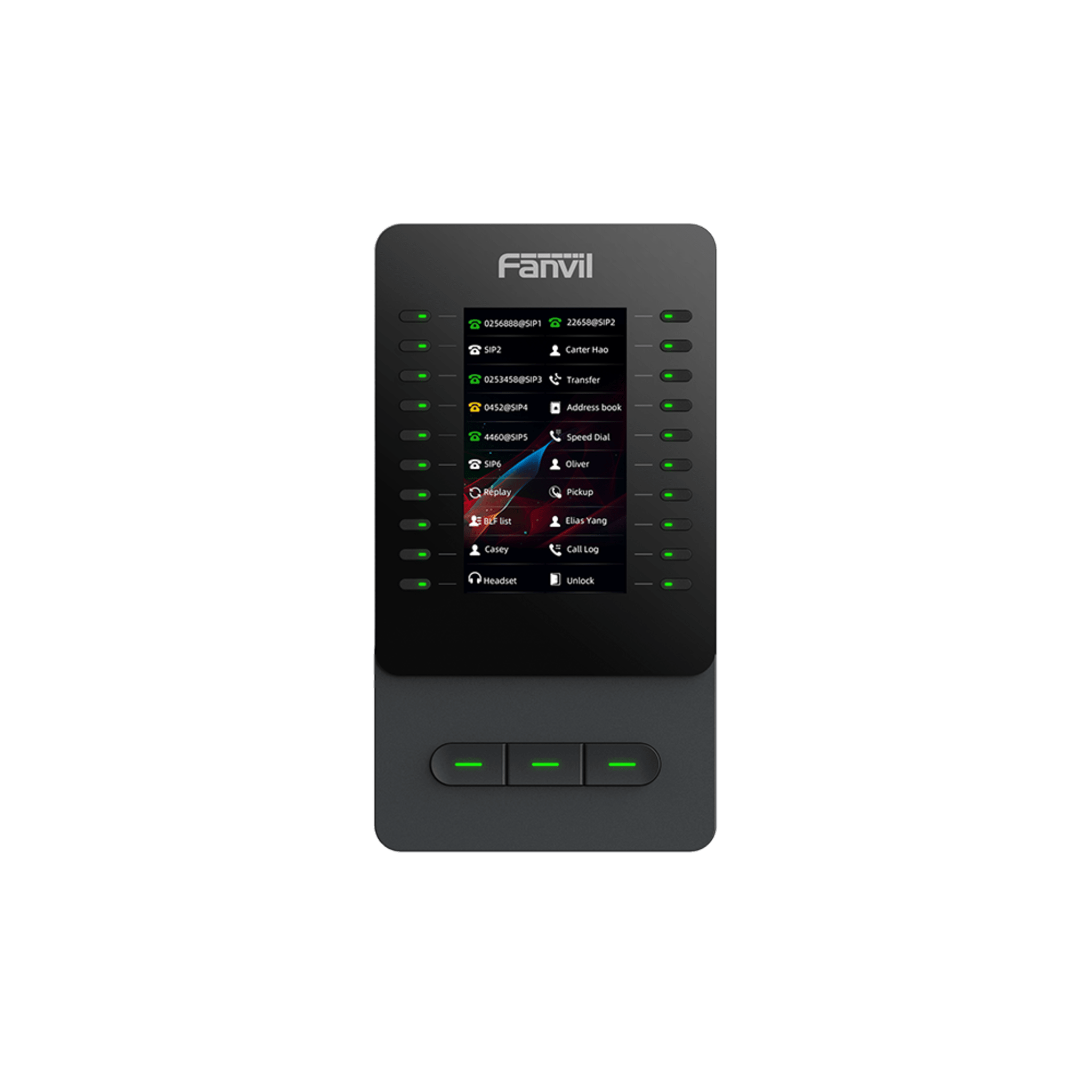 Módulo de Expansión EM60 con Pantalla a Color / 4.3 Pulgadas 480x272 / 60 Teclas Programables DSS / USB Tipo-C / Compatible con V65-V66-V66 Pro / Cascada hasta 4 Módulos / Con Soporte Ajustable