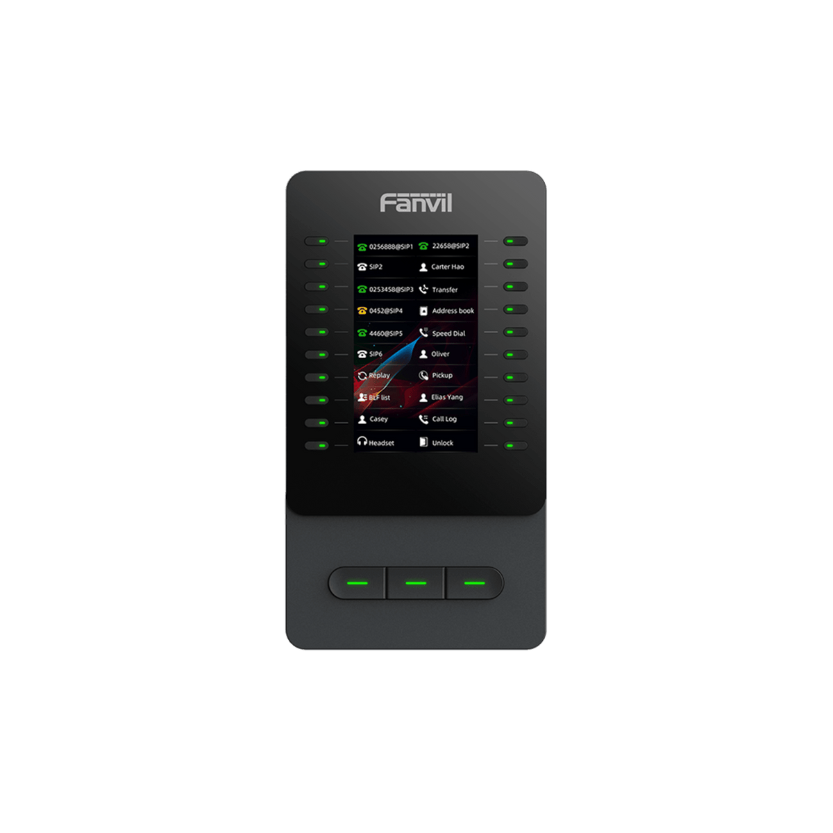 Módulo de Expansión EM60 con Pantalla a Color / 4.3 Pulgadas 480x272 / 60 Teclas Programables DSS / USB Tipo-C / Compatible con V65-V66-V66 Pro / Cascada hasta 4 Módulos / Con Soporte Ajustable
