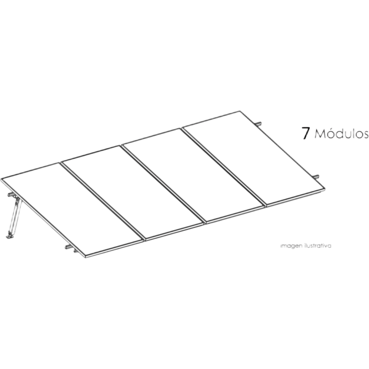 Kit Basel Sistema de Montaje Solar para 7 Módulos / Inclinación 10° / Para Módulo 645 W / Dimensiones del Módulo 2.382 m (7.8 ft) x 1.134 m (3.7 ft) / Velocidad de Viento 170 km/h /  Losa Plana Una Fila
