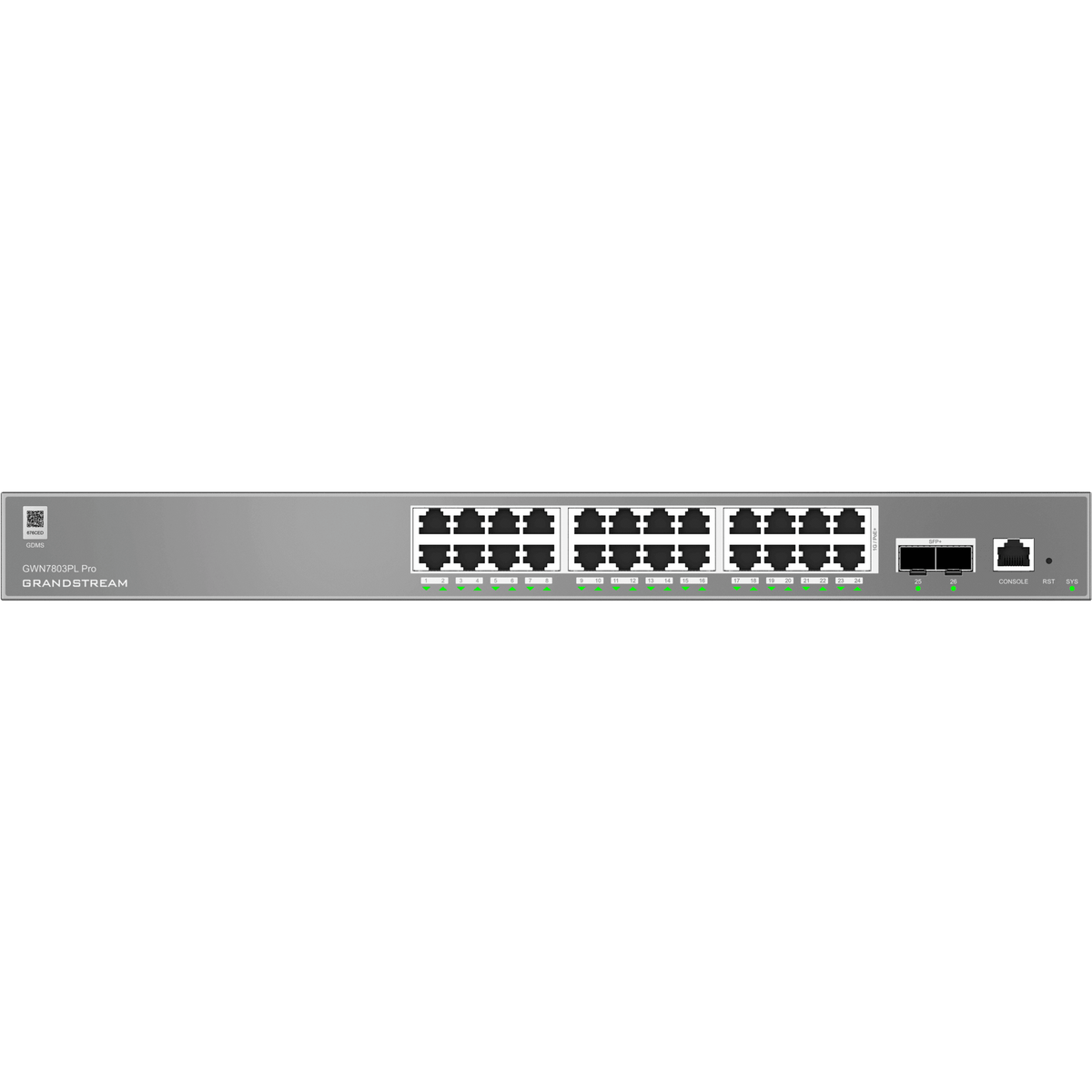 Switch de Red Empresarial L2++ / Serie GWN7800 Pro / 24 Puertos Gigabit PoE 250W / 2 Puertos SFP+ / Gestión Cloud GDMS / VLAN 4K / QoS Avanzado / Seguridad Integral