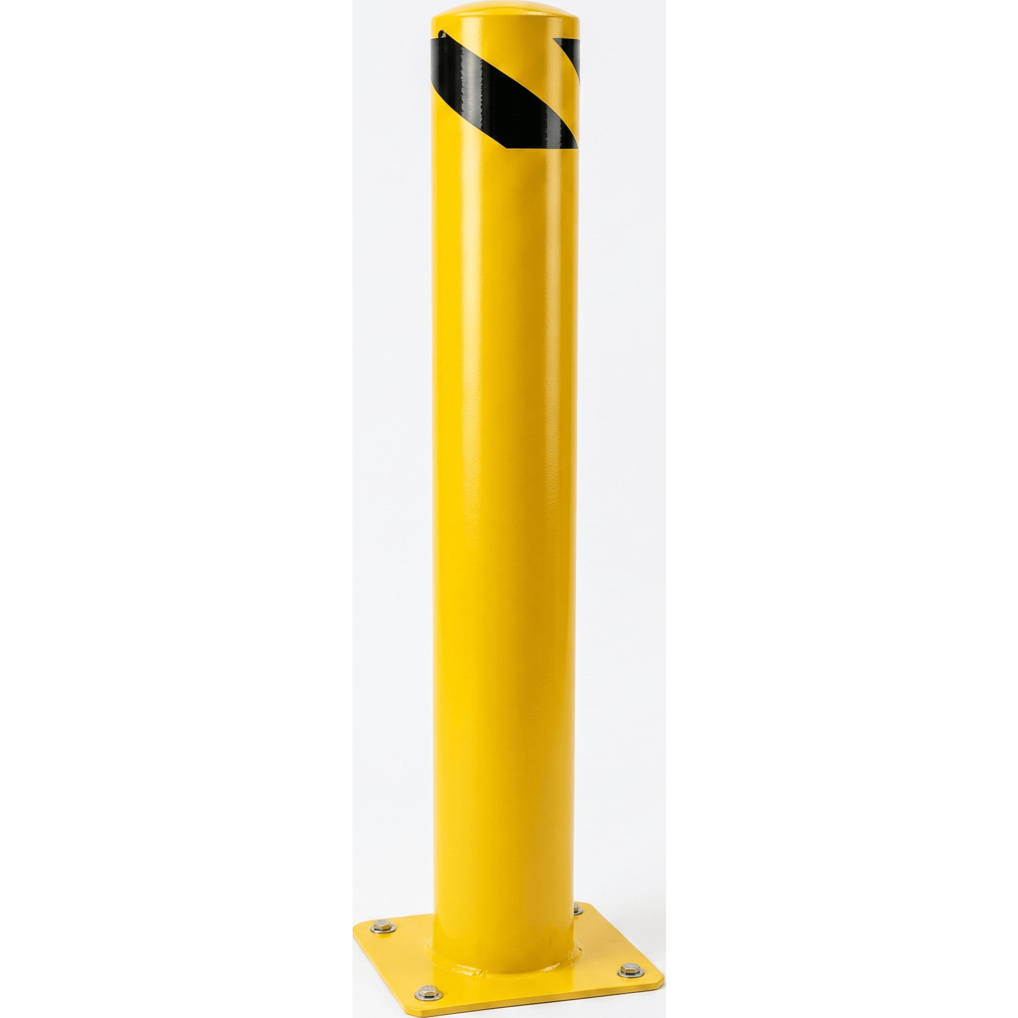 Bolardo Fijo de Acero / Diámetro 114 mm x Altura 910 mm x Pared 2 mm / Base Soldada de 150 x 150 mm / Pintura en Polvo