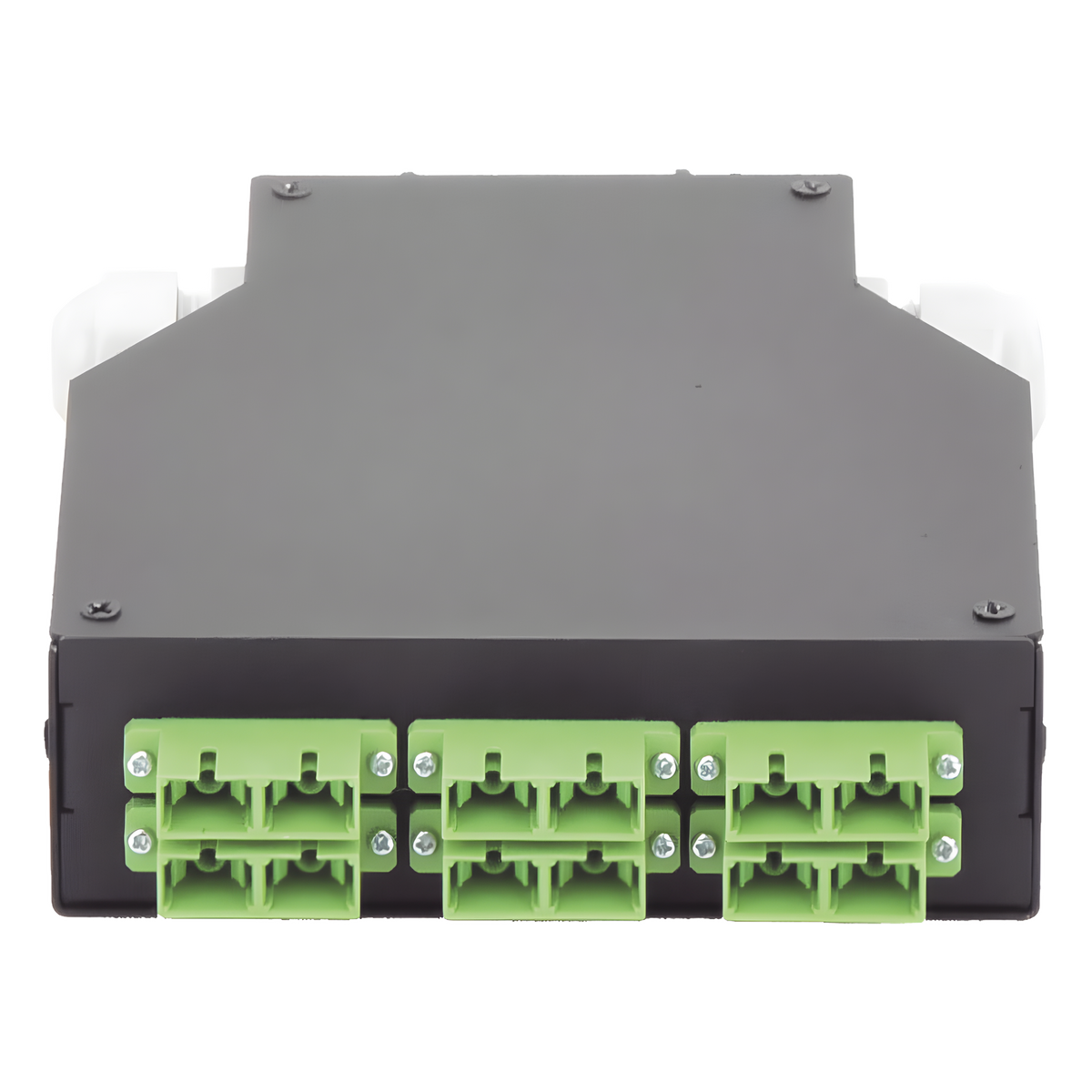 Distribuidor de Fibra Óptica para Riel Din, 6 Acopladores SC/APC Duplex Monomodo con Charola de Empalme
