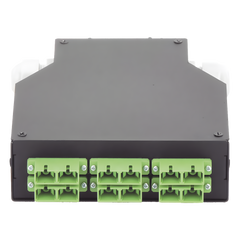 Distribuidor de Fibra Óptica para Riel Din, 6 Acopladores SC/APC Duplex Monomodo con Charola de Empalme