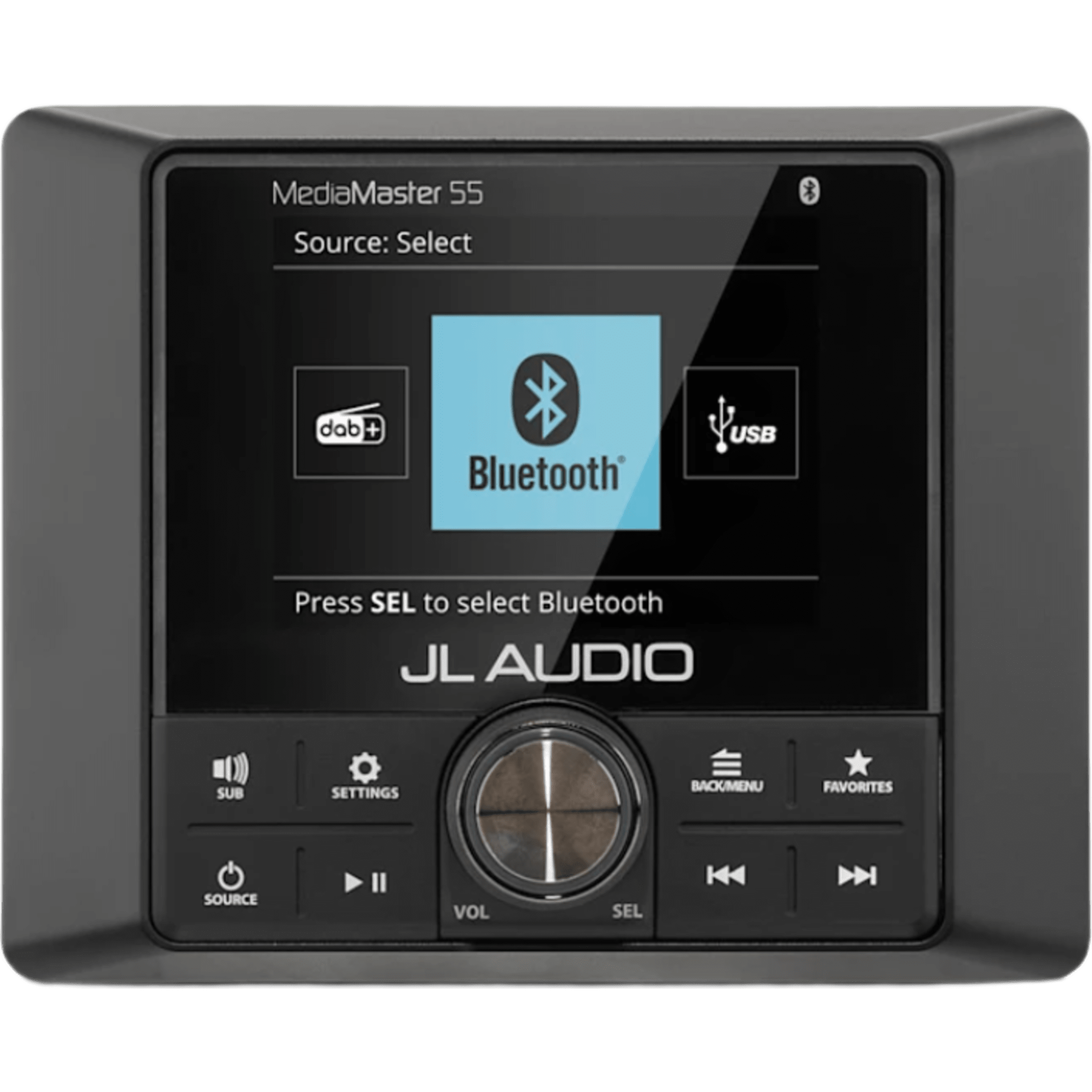 Reproductor Multimedia Estéreo Náutico / Resistente a la Intemperie IP67 / Pantalla LCD TFT Color 2.8 in (71 mm) / Resolución 320 x 240 / Bluetooth / DAB+ / Multi-Zone / NMEA 2000 / 4 x 25 W RMS / Alimentación 10-16 VCC