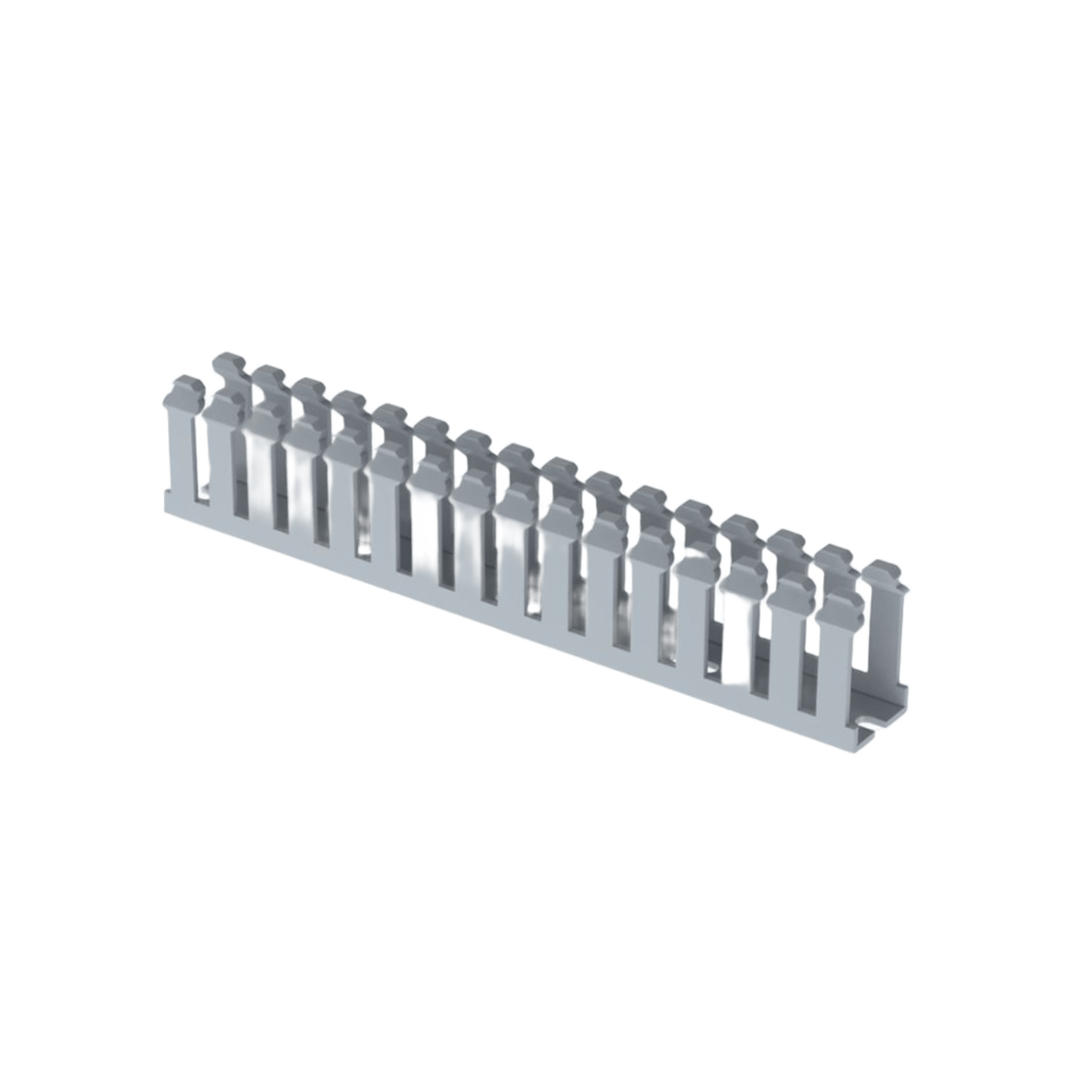 Canaleta Ranurada de PVC sinTapa, Tipo F, 23.6 mm de Ancho, 39.9 mm de Alto y 1.8 m de Largo, Color Gris