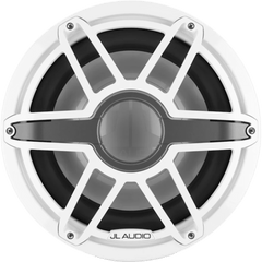 Subwoofer Náutico JL Audio M7 / 12" / Rejilla Deportiva Blanca / Deflector Infinito / 600 W RMS / 4 &Omega; / Sensibilidad 86.7 dB / Cono de Polipropileno Relleno de Mica / Montaje 306 mm (12.0625 in) / Profundidad de Montaje 202 mm (7.94 in)