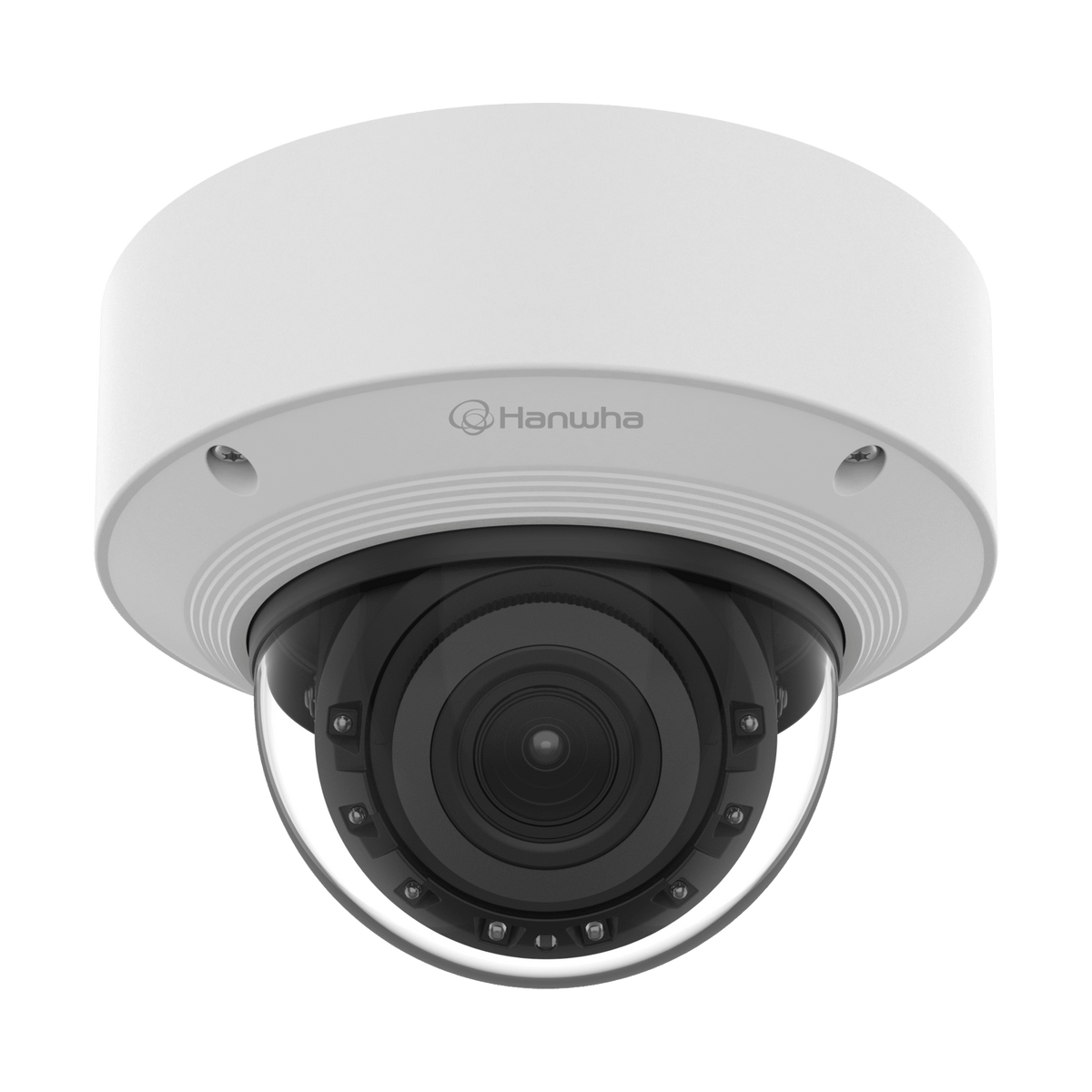 Cámara Domo AI IR 5MP / Motorizado Varifocal 3.3~9.3mm / Doble NPU / Análisis Inteligente / WDR 120dB / IR 50m / IP52 IK10 / PoE / Wisenet 9