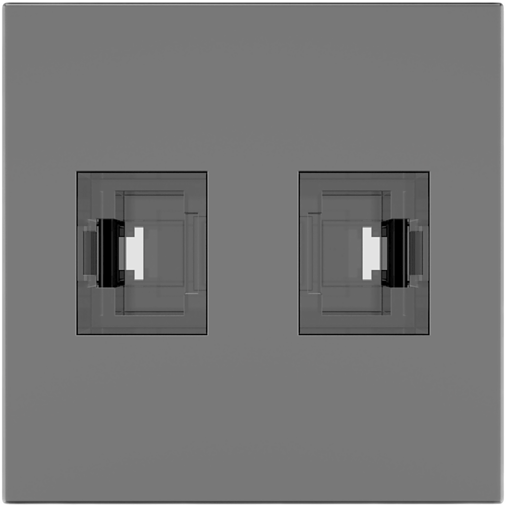 Módulo Pasivo TBUS / 2 Puertos RJ45 Passthrough / Entrada y Salida 2 Hembras / Color Negro Grafito RAL 9011