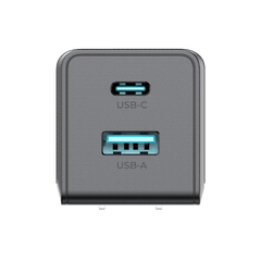 Cargador GaN III 35W / USB-C PD 35W + USB-A 22.5W / Doble Puerto Simultáneo / PD3.0 PPS QC4.0 AFC SCP FCP / Diseño Plegable de Bolsillo / Protección Integral 6 Capas