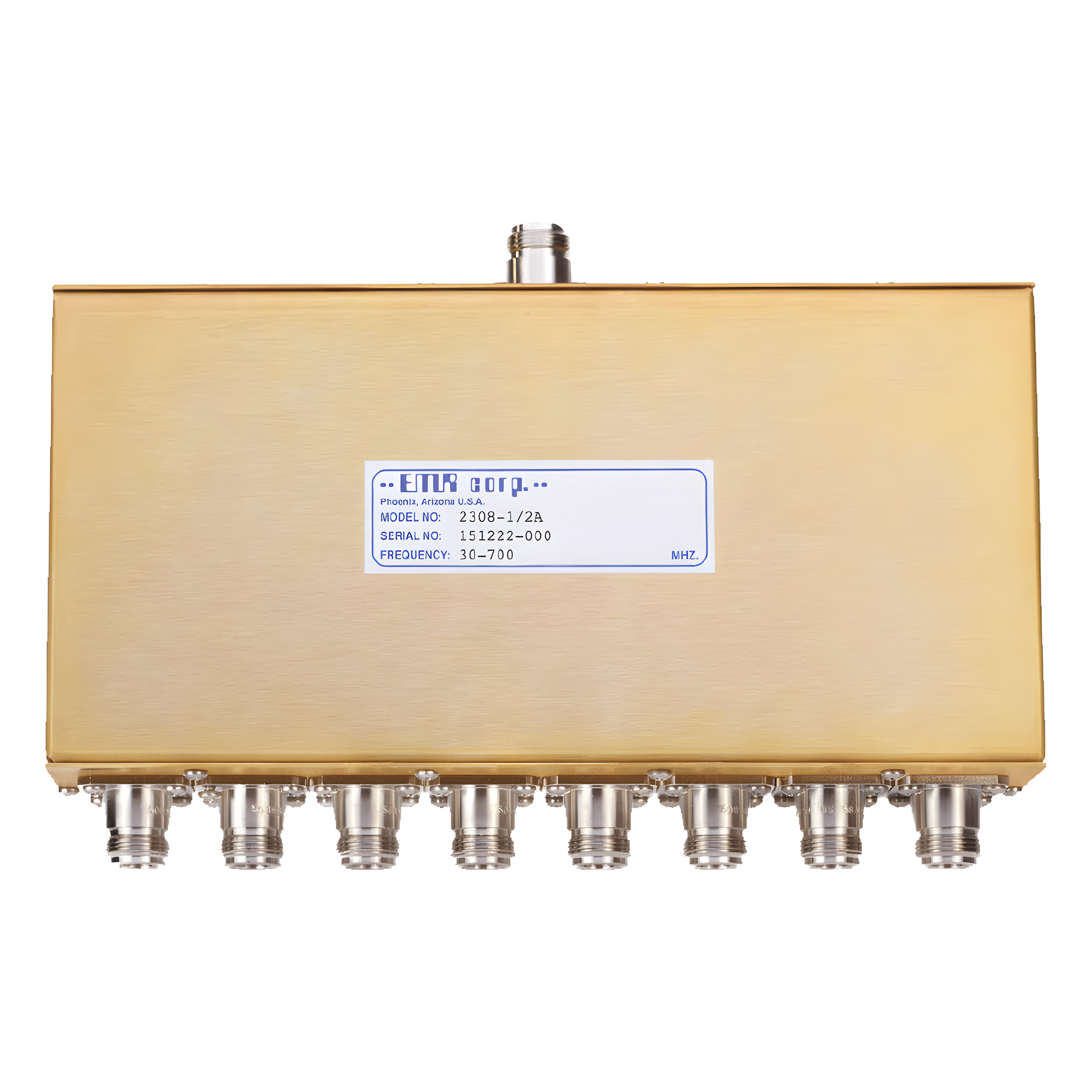 Divisor de Potencia EMR de 8 Vías, 30-700 MHz, 0.5 Watt, Conectores N Hembra.
