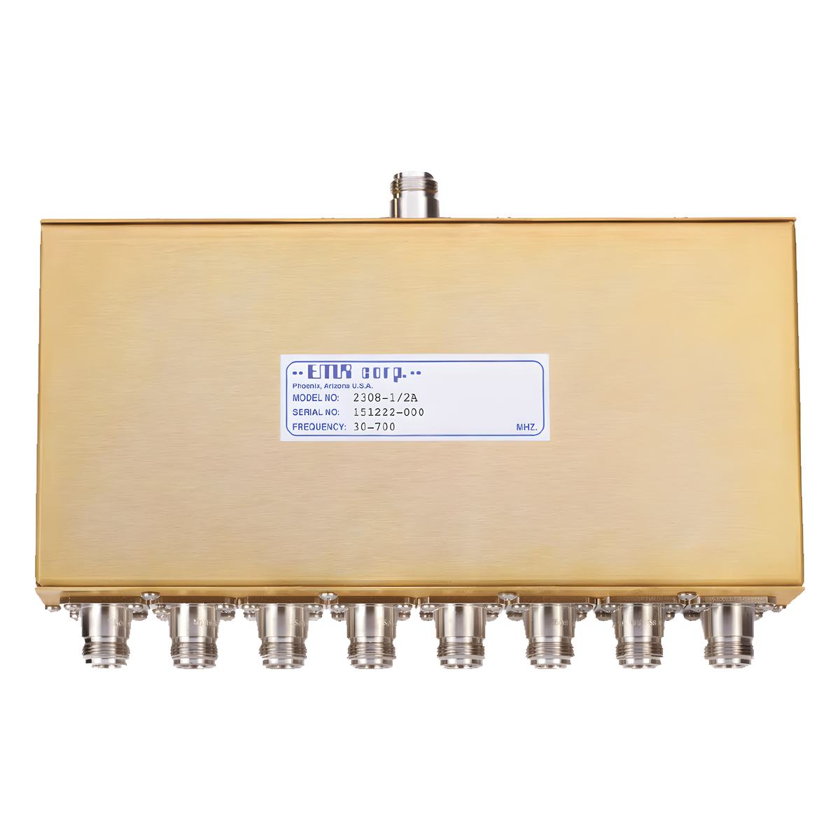 Divisor de Potencia EMR de 8 Vías, 30-700 MHz, 0.5 Watt, Conectores N Hembra.