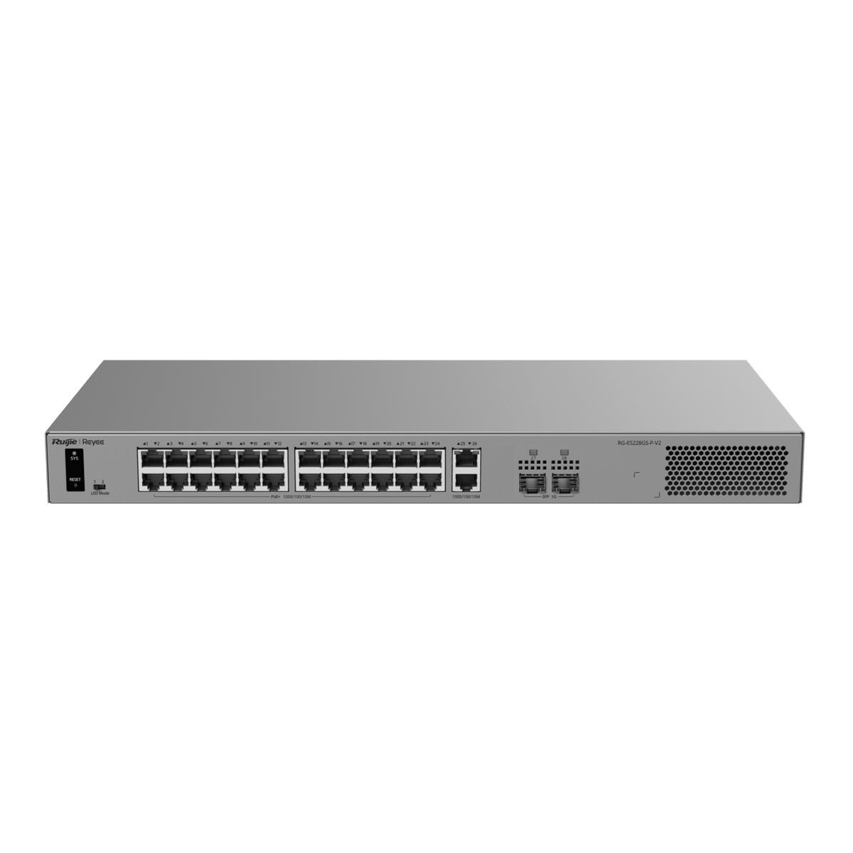 Switch Layer 2 Smart Cloud Managed / 28 Puertos Gigabit / 24 Puertos PoE+ 370 W / Switching 56 Gbps / Forwarding 41.664 Mpps / Montaje Rack / CCTV Mode / ERPS / Protección 6 kV / Garantía 3 Años