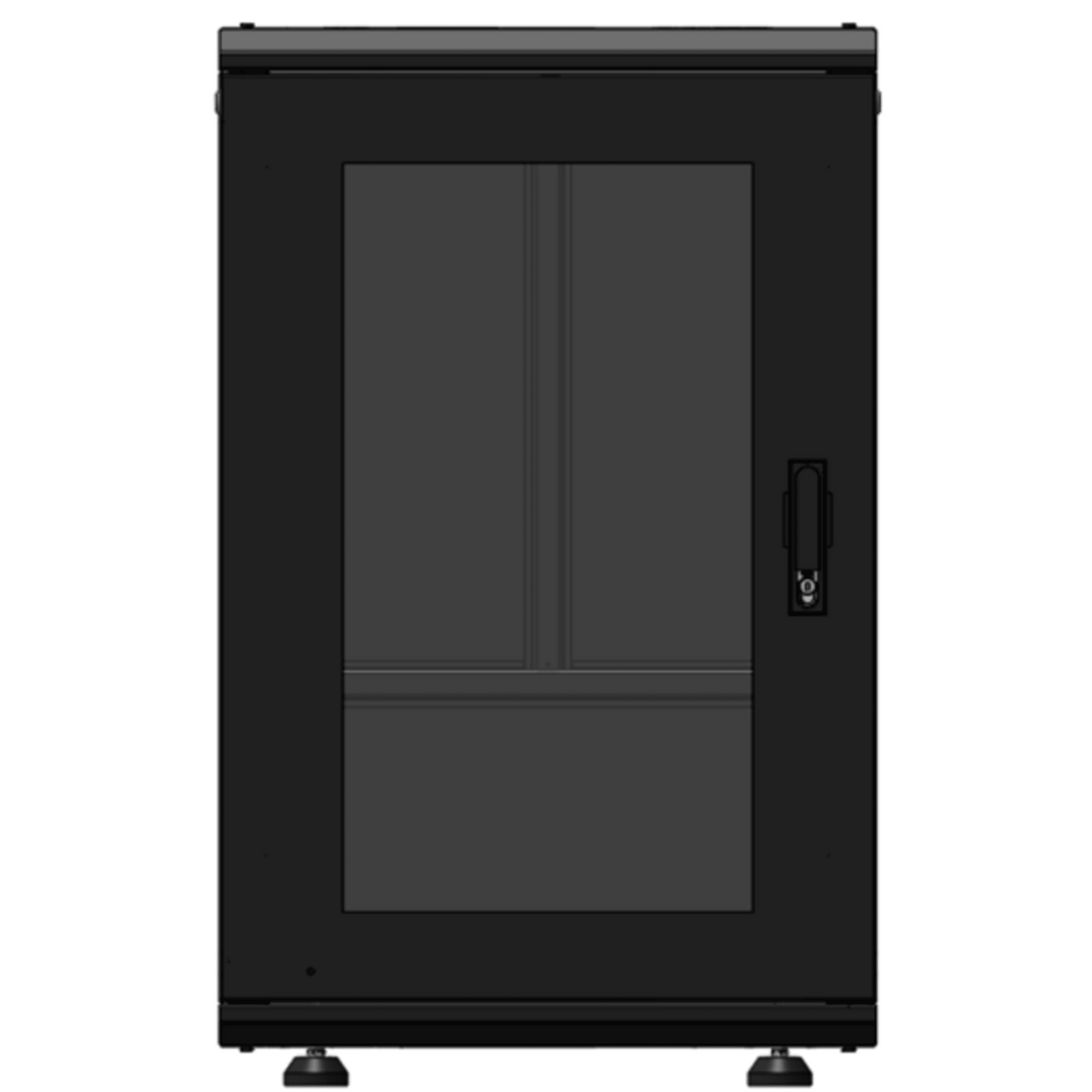 Gabinete Rack 19 Pulgadas / 18 Unidades / Piso / Puerta de Cristal / Acero Calibres 16-18-20 / Capacidad 750 kg (1653.5 lb) / Dimensiones 60 cm (23.6 in) x 93 cm (36.6 in) x 46 cm (18.1 in)