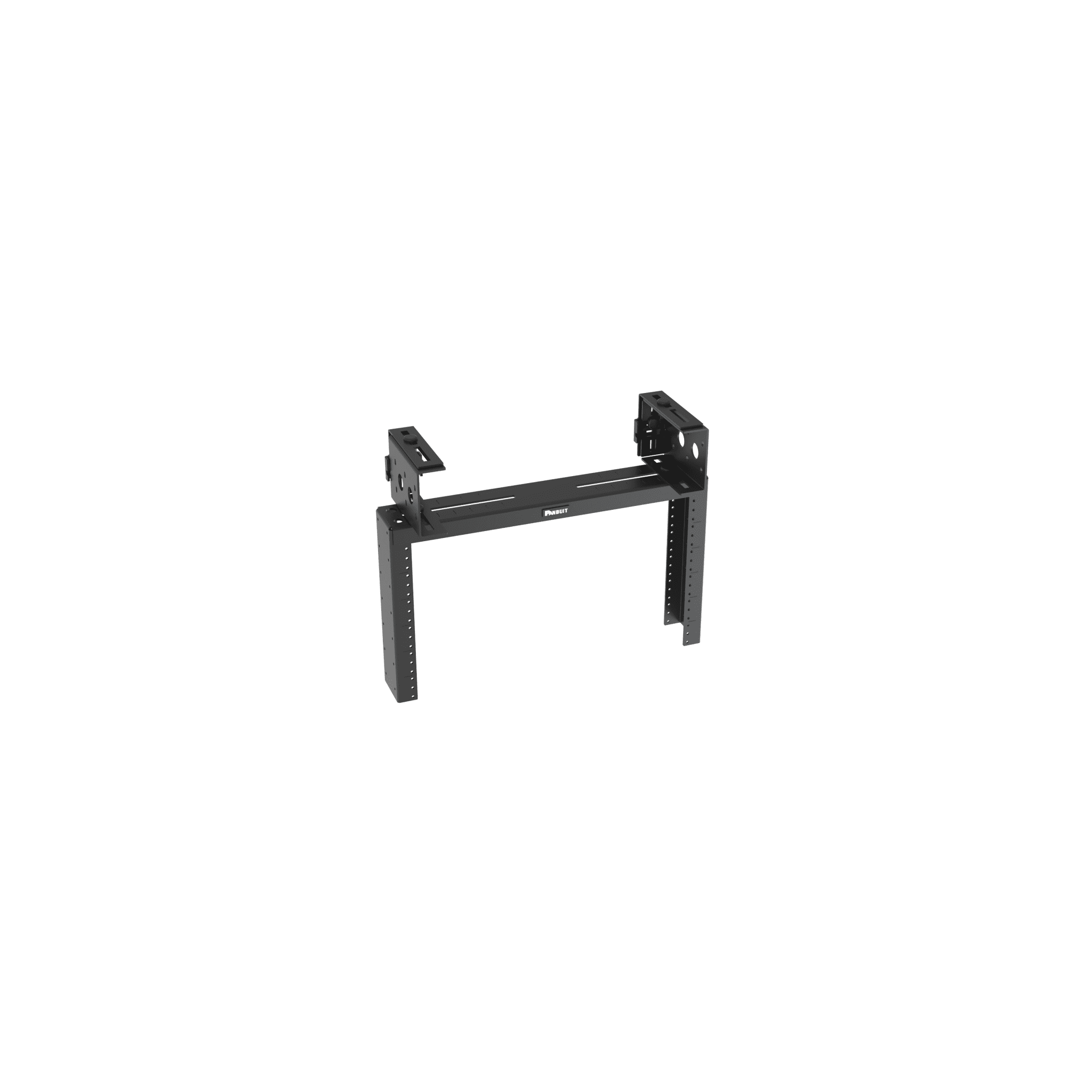 Rack de Distribución Aéreo de 2 Postes PanZone®, Rieles Roscados #12-24, de 6 UR, Color Negro