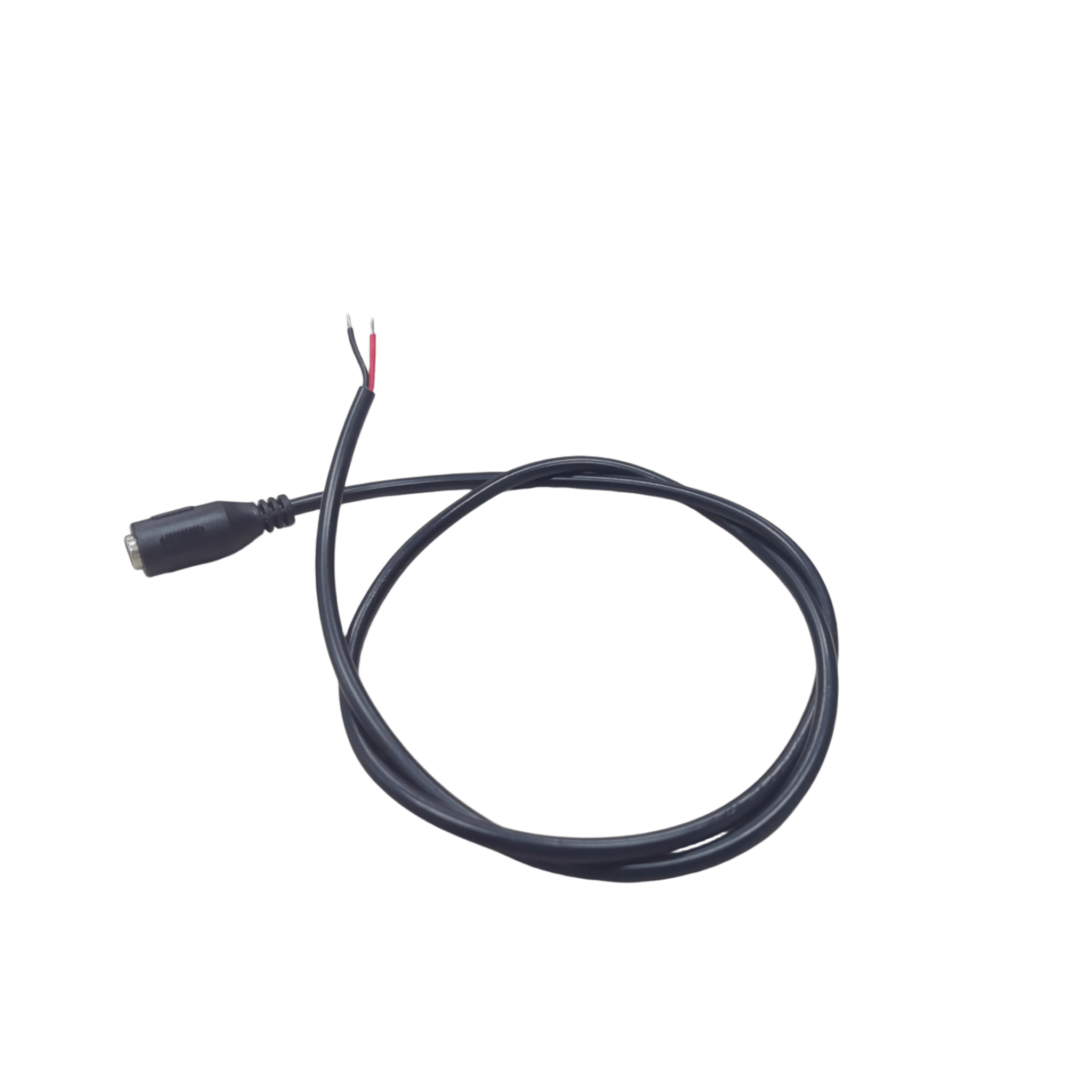 Cable con Conector Macho (Pigtail) / Forro Negro | Alimentación para Vcc con Puntas Libres | Polarizado | Largo 22 cm (8.66 Pulgadas) | Calibre 22AWG.