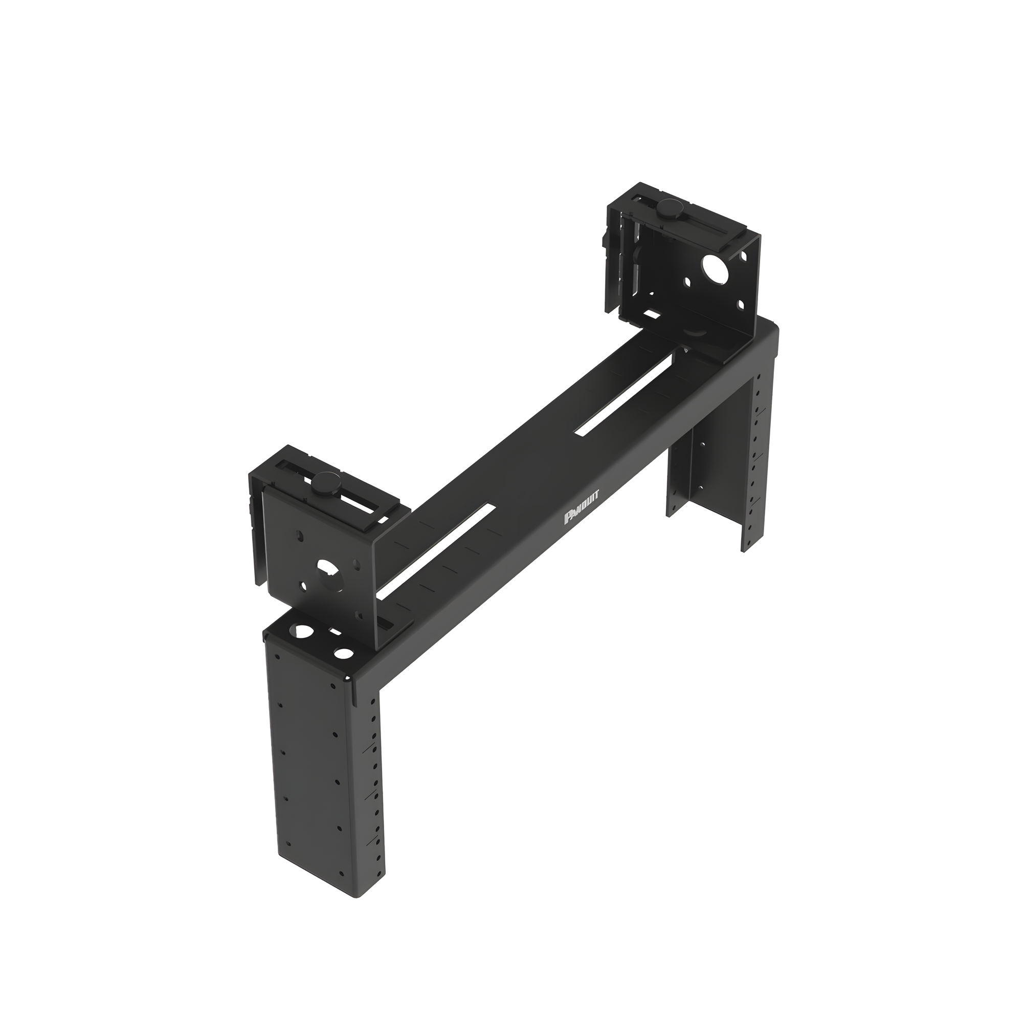 Rack de Distribución Aéreo de 2 Postes PanZone®, Rieles Roscados #12-24, de 4 UR, Color Negro