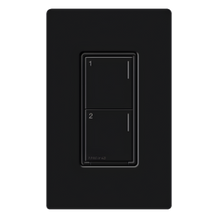 Botonera Sunnata híbrida negro, 2 botones, dimmer/interruptor con controlador de carga, requiere neutro, para RadioRA 3