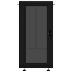 Gabinete Rackeable 19 Pulgadas / 24 Unidades / Piso / Puerta de Cristal / Acero Calibres 16-18-20 / Capacidad 750 Kg / Dimensiones 600x605x1190 mm (23.6x23.8x46.9 in) / Ventilación 120 mm / Cerradura