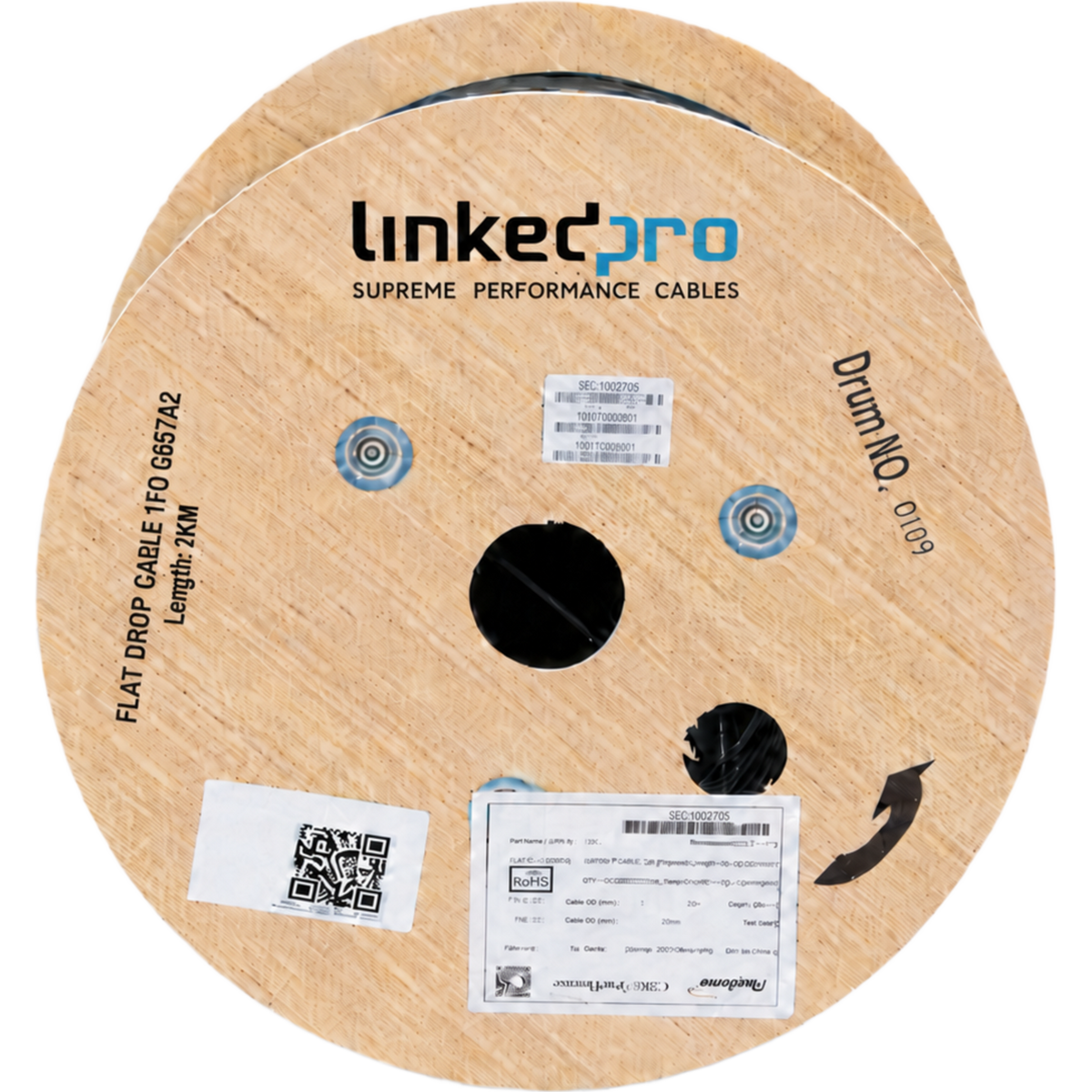 CARRETE 2 KM FIBRA OPTICA MINI FIGURA 8 G.657A2 1 HILO