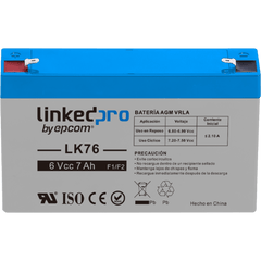 Batería de respaldo 6 V | 7 Ah | AGM | Especial para Seguridad Electrónica | UPS | Sistemas de Emergencia | Vida útil 5 años | Terminales F1 + Adaptador F2