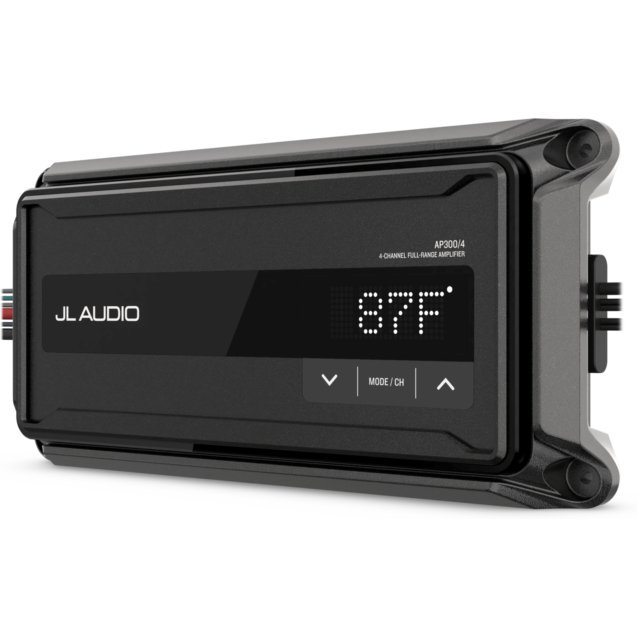 Amplificador Náutico Compacto / 4 Canales / Clase D / 150 W x 2 Puenteado / IP67 / 9-16 VDC / Filtros Paso Alto/Bajo / Refuerzo de Graves / JL Audio AP