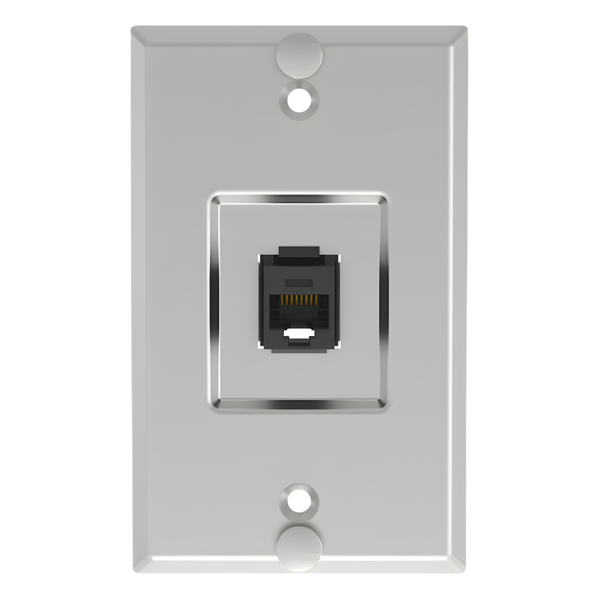 Placa de Pared Telefónica, Salida de 1 Puerto Keystone, Con Jack Cat5e Estilo TP, de Acero Inoxidable