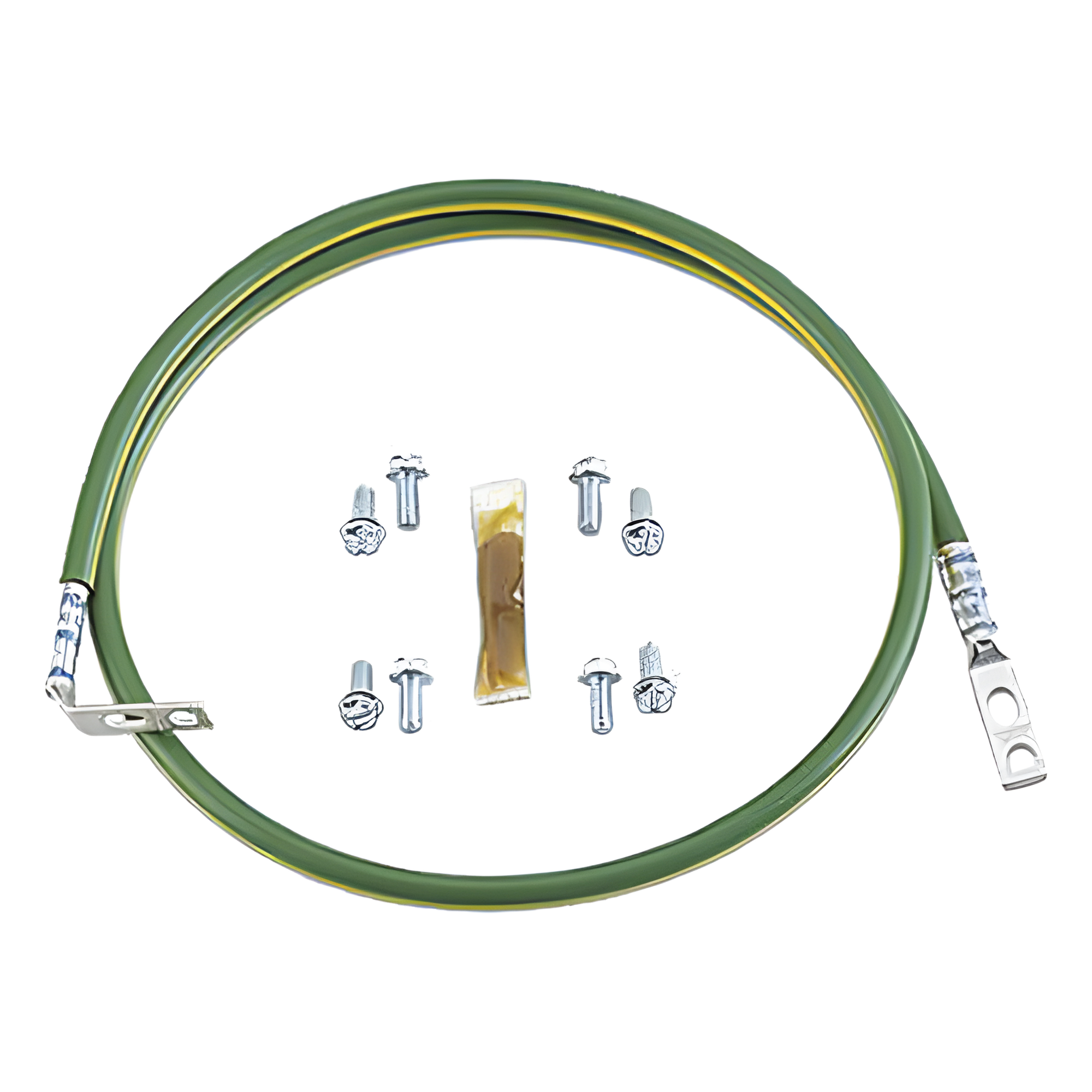Jumper Para Aterrizar Equipos en Racks o Gabinetes, 10 AWG, Con Terminal Doblada a 45 Grados, Terminal Recta Para Equipos, 61 cm de largo