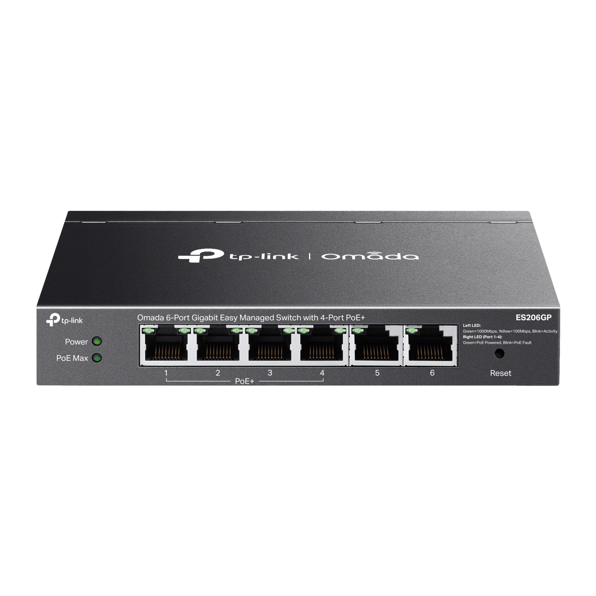 Switch Omada 6 Puertos Gigabit / 4 Puertos PoE+ 65W / Gestión Cloud SDN / Sin Ventiladores / QoS / VLAN / IGMP Snooping / 250 m PoE