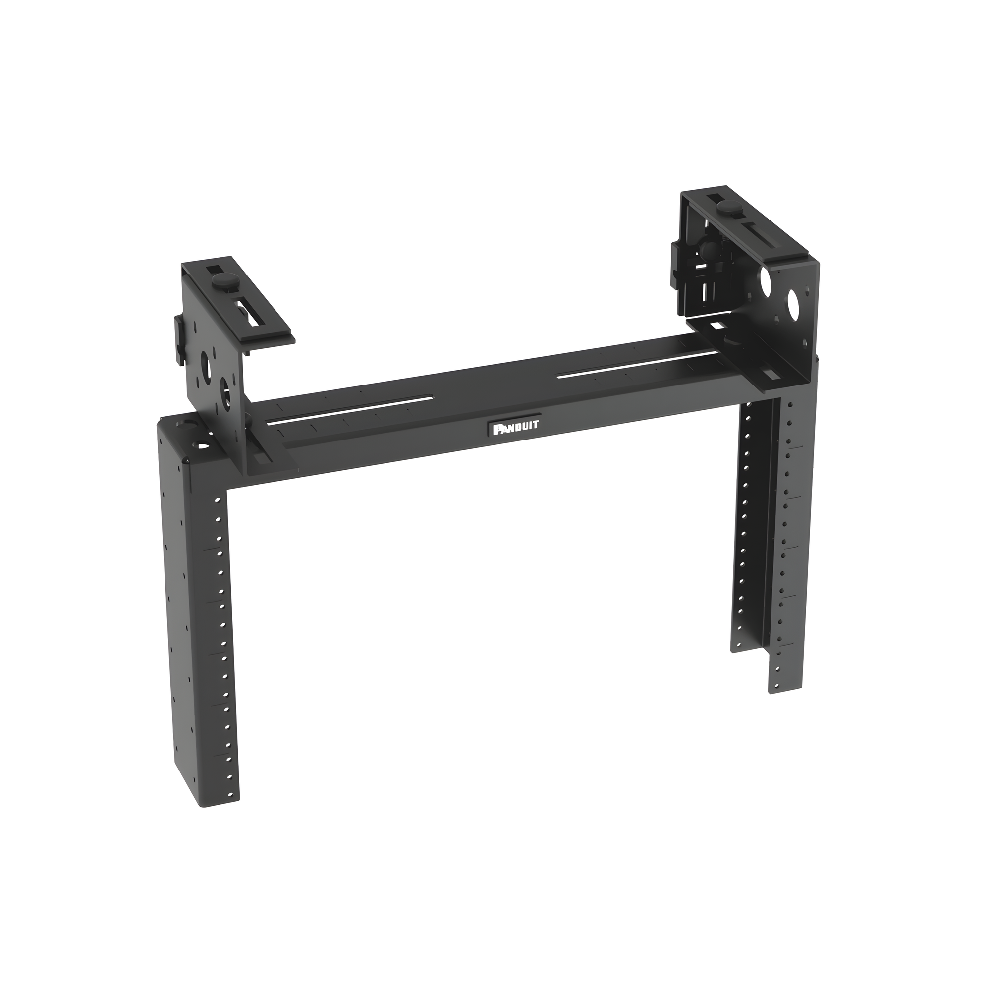 Rack de Distribución Aéreo de 2 Postes PanZone®, Rieles Roscados #12-24, de 6 UR, Color Negro