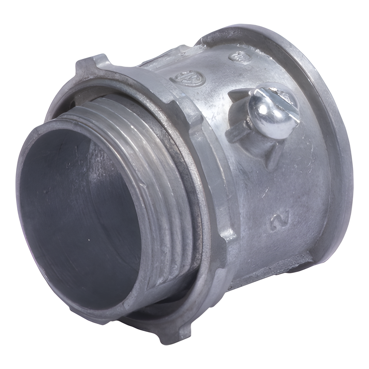 Conector 1" (25mm) pared delgada con tornillo tipo americano galvanizado etiqueta verde