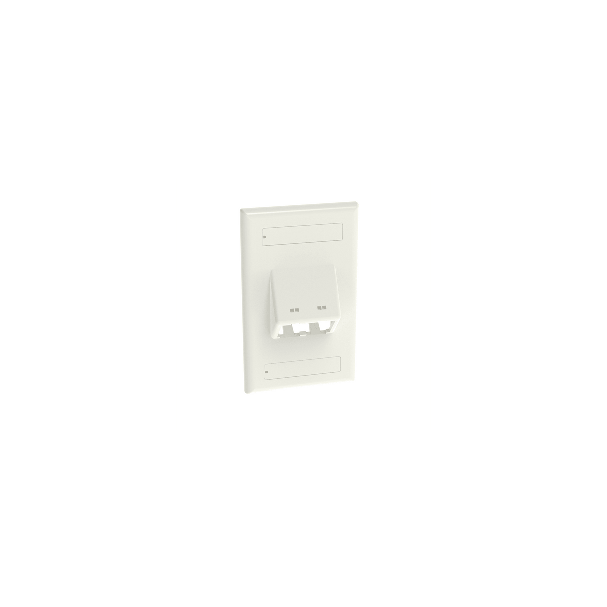 Placa de Pared Vertical Clásica, Salida Para 2 Puertos Mini-Com Inclinados, Con Espacios Para Etiquetas, Color Blanco