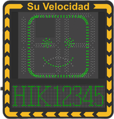 Display LED para Control de Velocidad Exterior / Distancia Visible de 100 m / LED de Alta Luminosidad y Bajo Consumo / Visualización de Velocidad con Código de Colores / IP66 / Conectividad Wi-Fi y Ethernet / Compatible con TCP/IP, HTTP, DHC