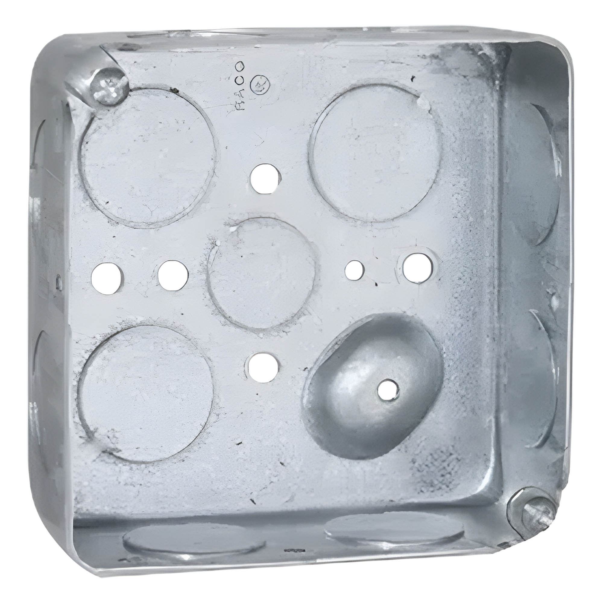 Caja Cuadrada 4 x 4"/Profundidad  1- 1/2"/ 11 Entradas de 3/4" y 1 de 1/2".