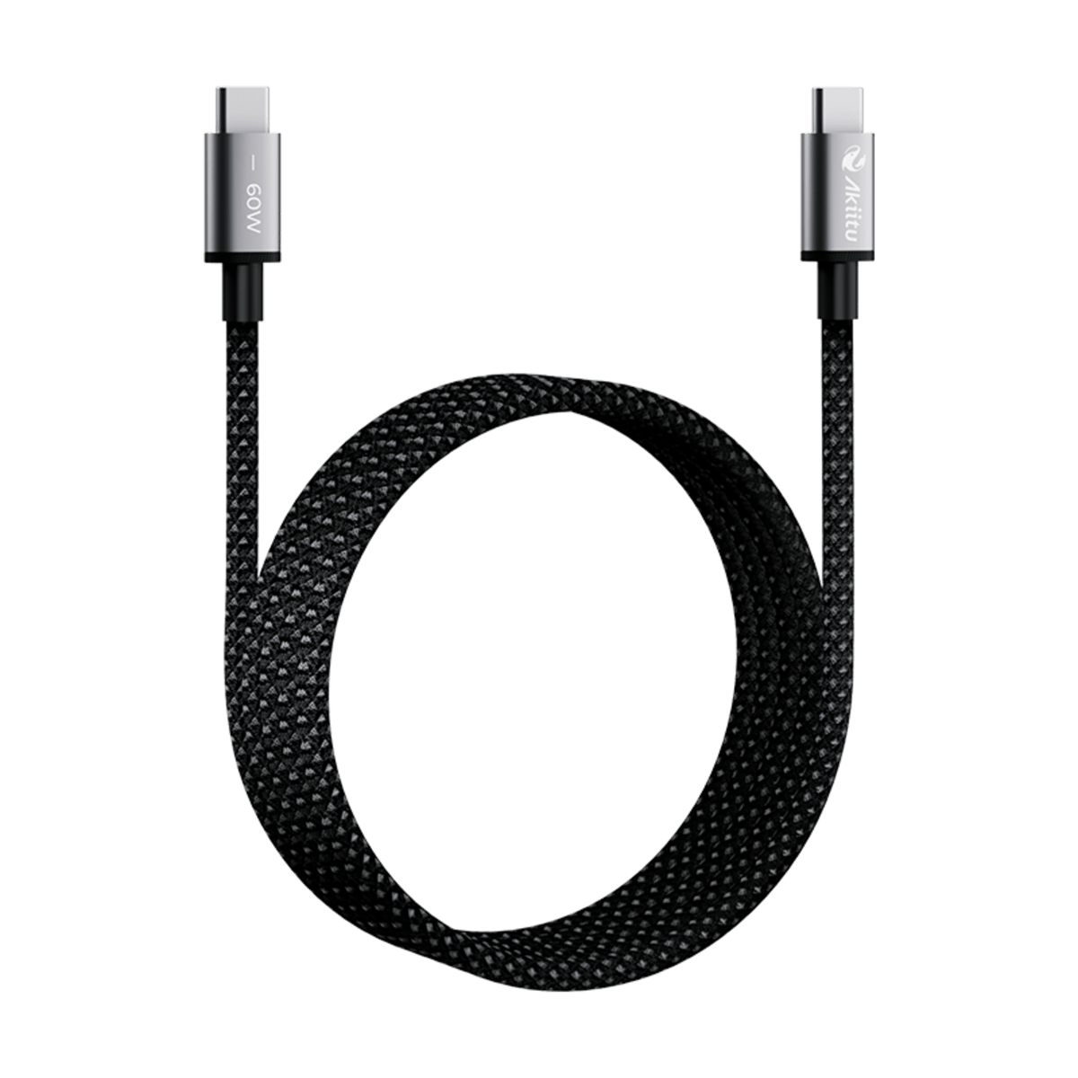 Cable de Carga USB-C a C 1.5 Metros (4.92 Pies) / Tecnología GaN (Nitruro de Galio / Fast-Charging / Potencia 60W / Velocidad Transferencia 480 Mbps / Material Nylon / Conector Aluminio Anodizado