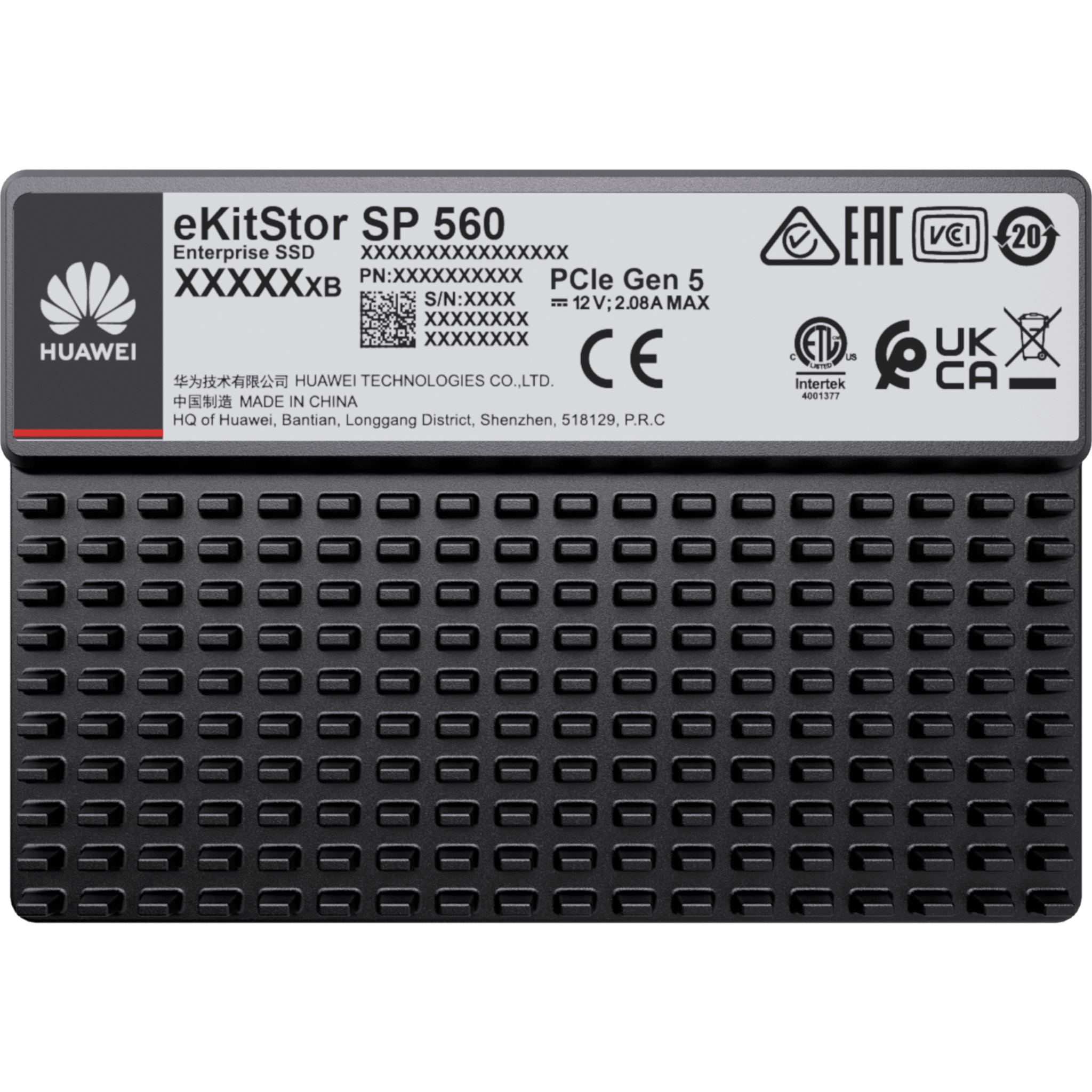 Unidad de Estado Sólido (SSD Huawei eKitStor SP 560) Empresarial de 7.68 TB / NVM2 2.0 / U.2 de 2.5'' / PCle 5.0 / 14,800 MB/s Lectura / 11,000 MB/s Escritura / Almacenamiento empresarial y big data