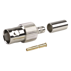 Conector BNC Hembra de Anillo para Cables RG-8/X, LMR-240, 9258, Níquel/ Oro/ Delrin.