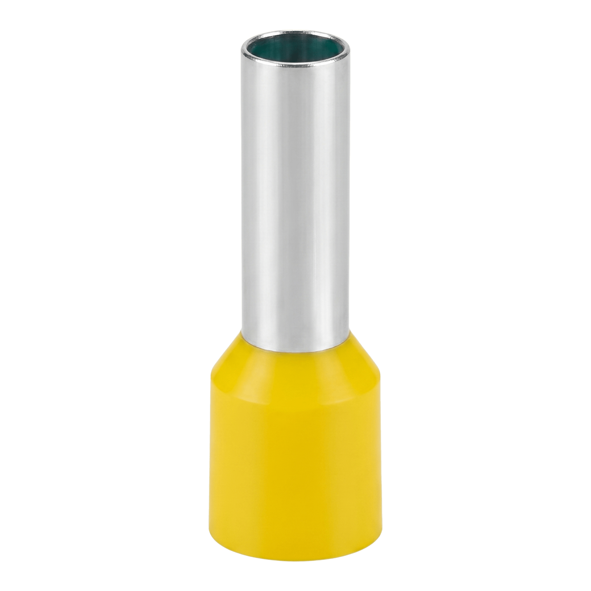 Conector Ferrule | 10AWG | 6mm²  | Conductor Latón Estañado  | Aislamiento PVC Amarillo | 25 Piezas por Bolsa