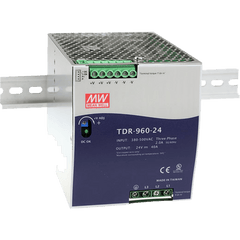 Fuente de Alimentación Industrial Trifásica 960W / Rango de Entrada 340 ~ 550VAC / Ancho 110mm / PFC Activo / Eficiencia 94.5% / Protecciones Completa / Montaje en Riel DIN / Corriente Compartida hasta 3840W