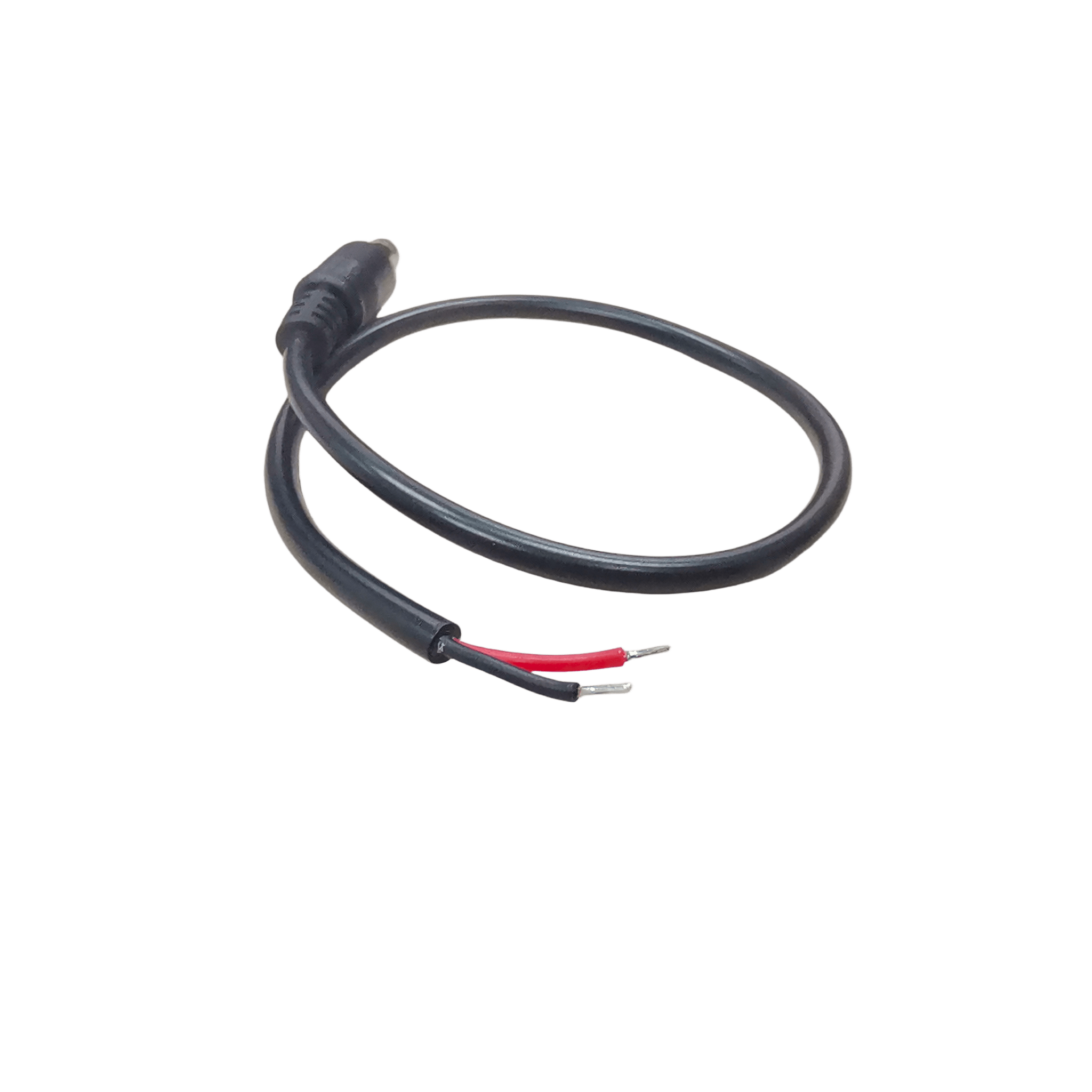 Cable con Conector Macho (Pigtail)  | Forro negro | Alimentación para Vcc con Puntas Libres / Polarizado / Largo 22 cm (8.66 Pulgadas) / Calibre 22AWG.