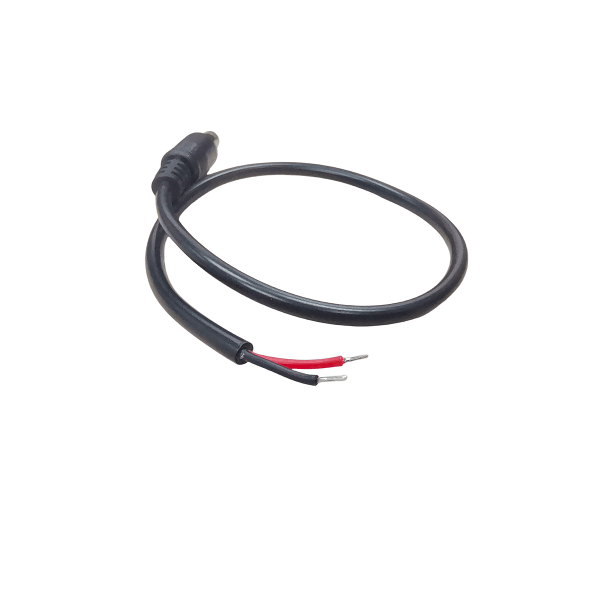 Cable con Conector Macho (Pigtail)  | Forro negro | Alimentación para Vcc con Puntas Libres / Polarizado / Largo 22 cm (8.66 Pulgadas) / Calibre 22AWG.