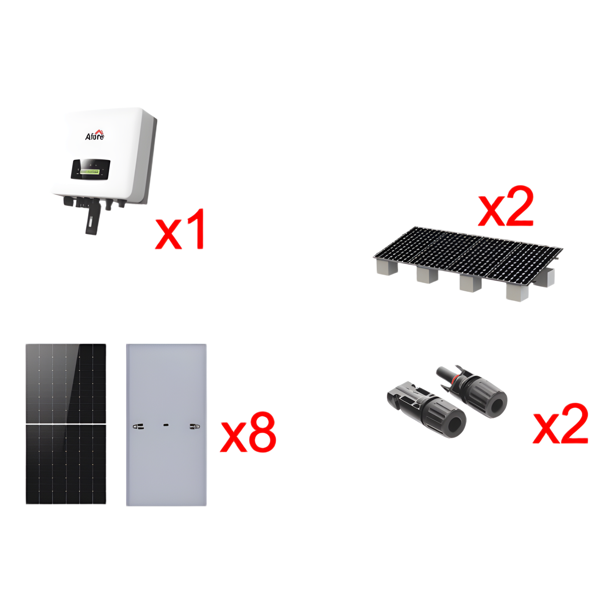 Kit Solar Interconexion 5kW 220Vca / Inversor AFORE / 8 Paneles de 645W / Montaje Incluido