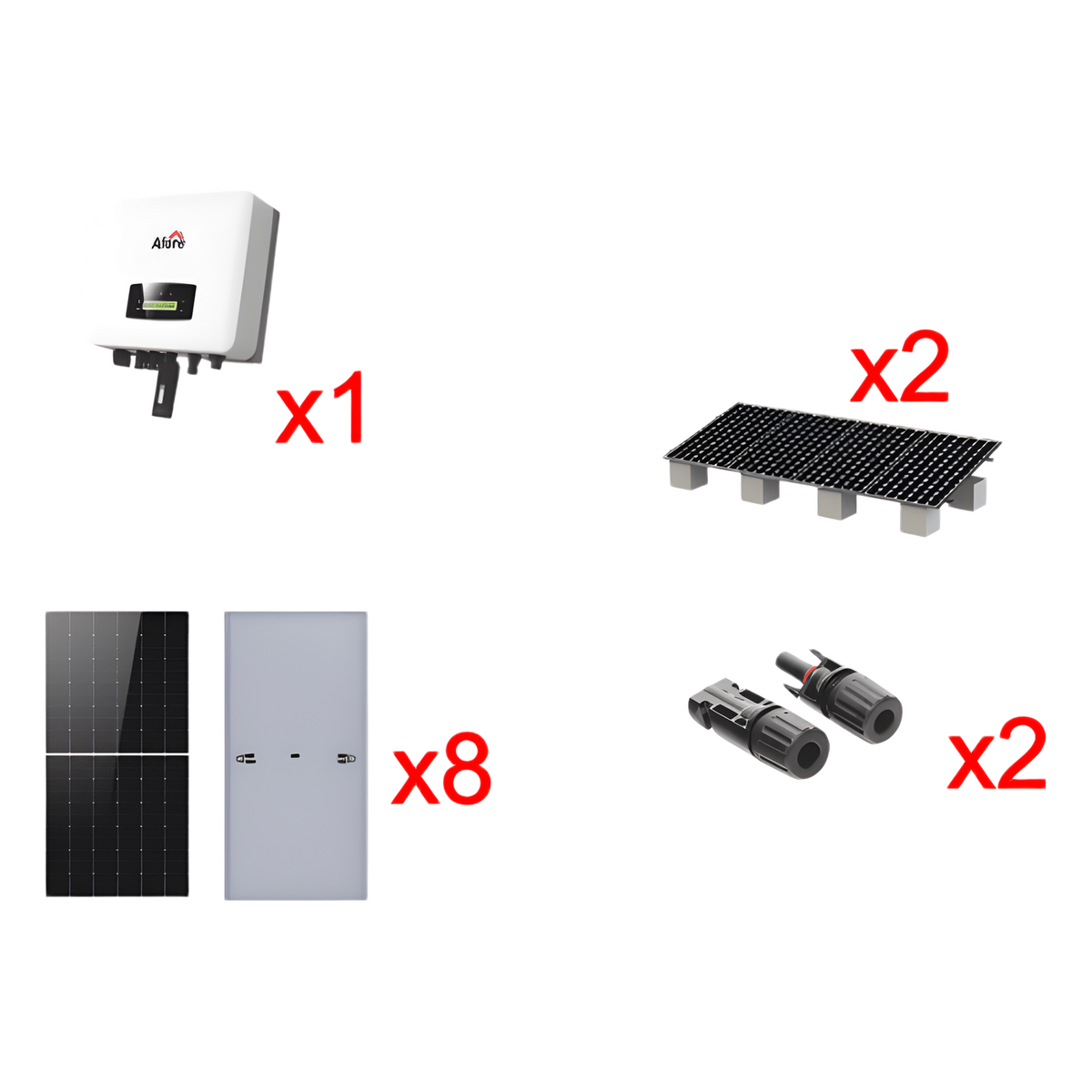 Kit Solar Interconexion 5kW 220Vca / Inversor AFORE / 8 Paneles de 645W / Montaje Incluido