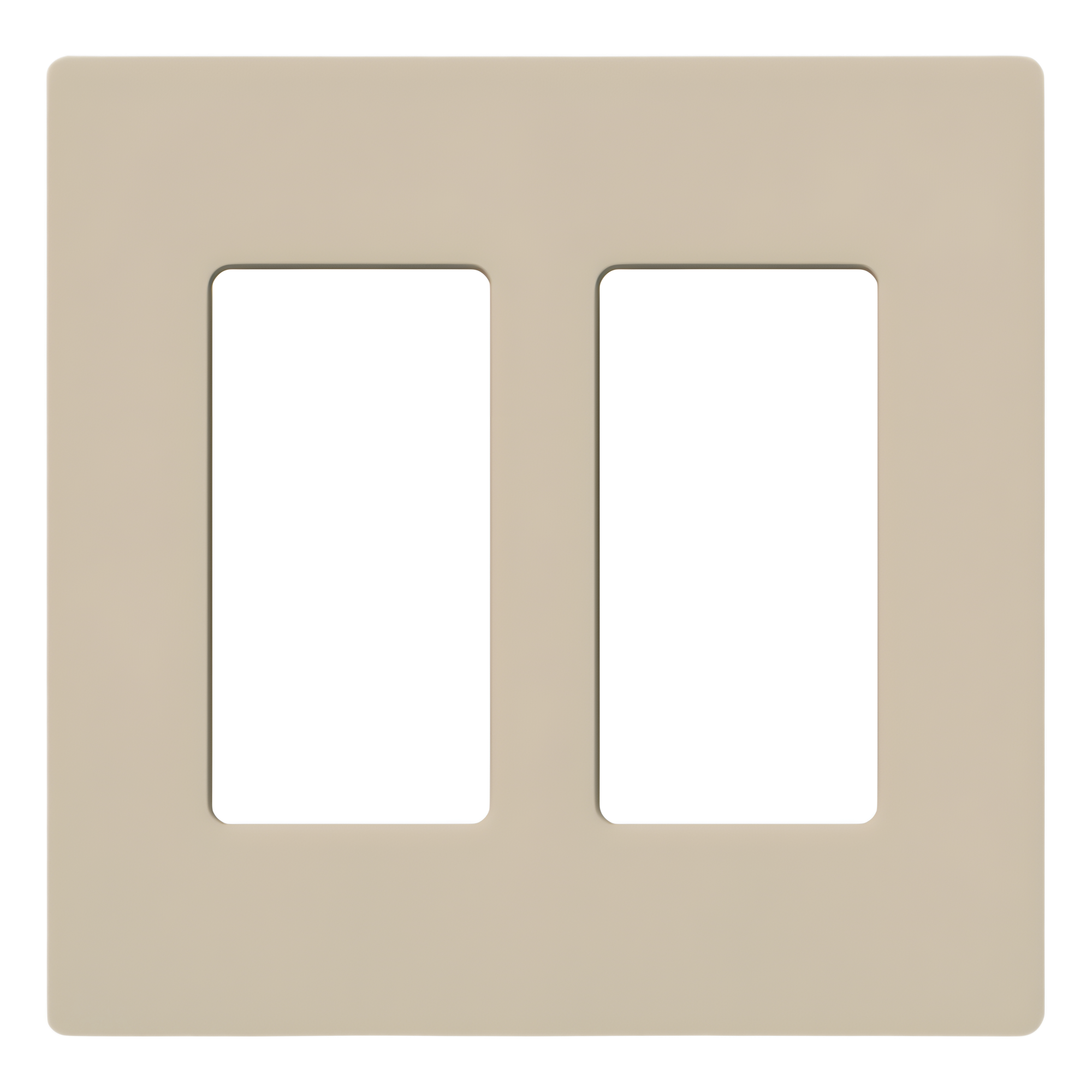 Placa de pared de 2 espacios sin tornillos visibles, acabado satinado color taupe, para atenuadores, apagadores y controles Lutron de estilo Designer