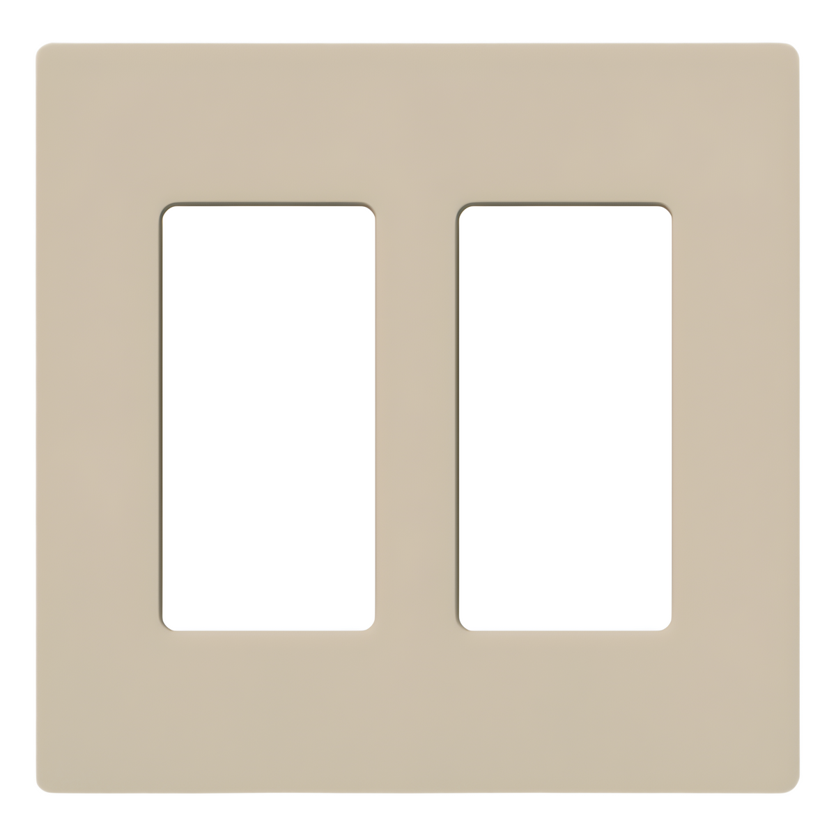 Placa de pared de 2 espacios sin tornillos visibles, acabado satinado color taupe, para atenuadores, apagadores y controles Lutron de estilo Designer