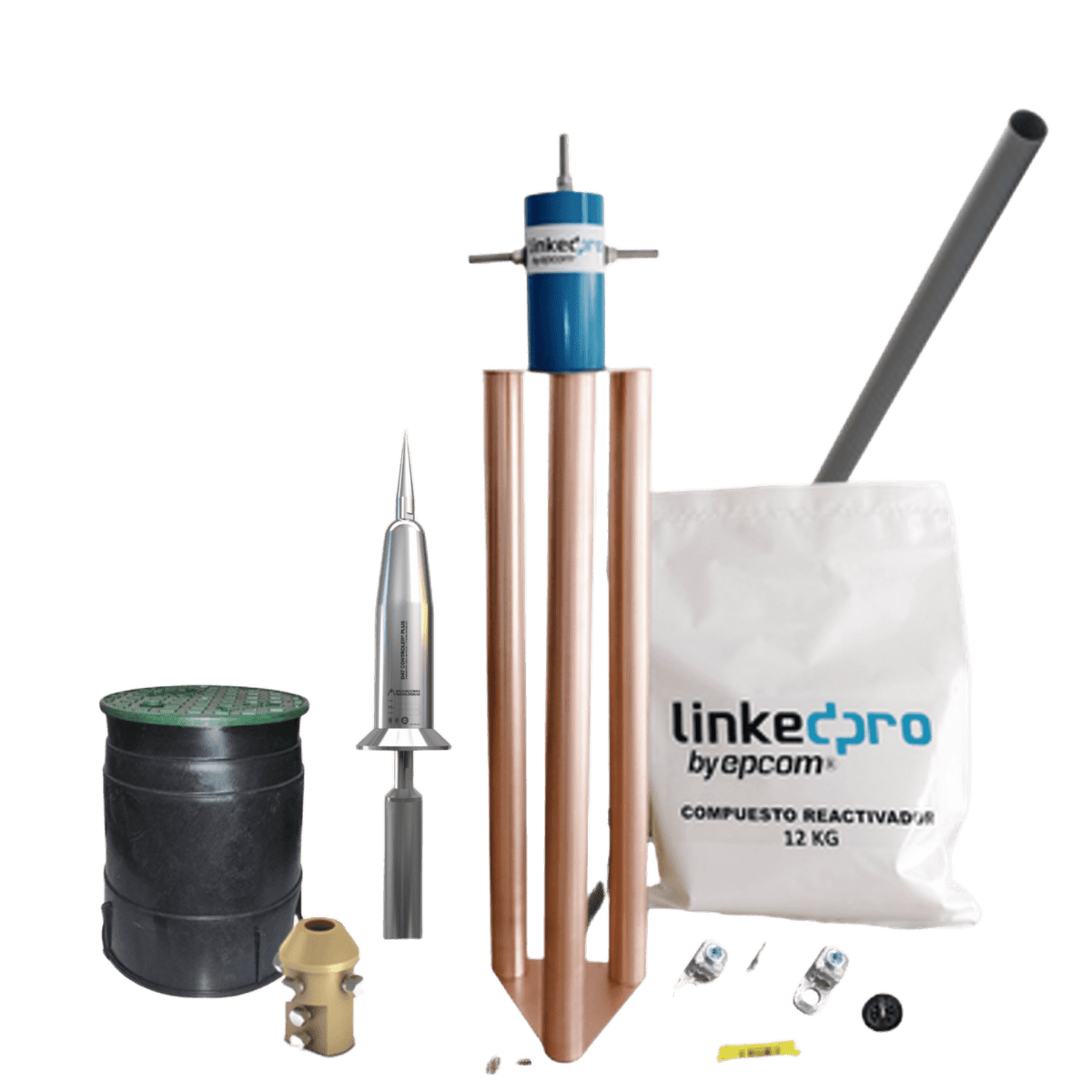 Kit Pararrayo PDC  Dat Controler Plus , Avance de Cebado:45 µs. Diámetro de Protección Máx: 130 m. Incluye Electrodo y Accesorios p/Torre.