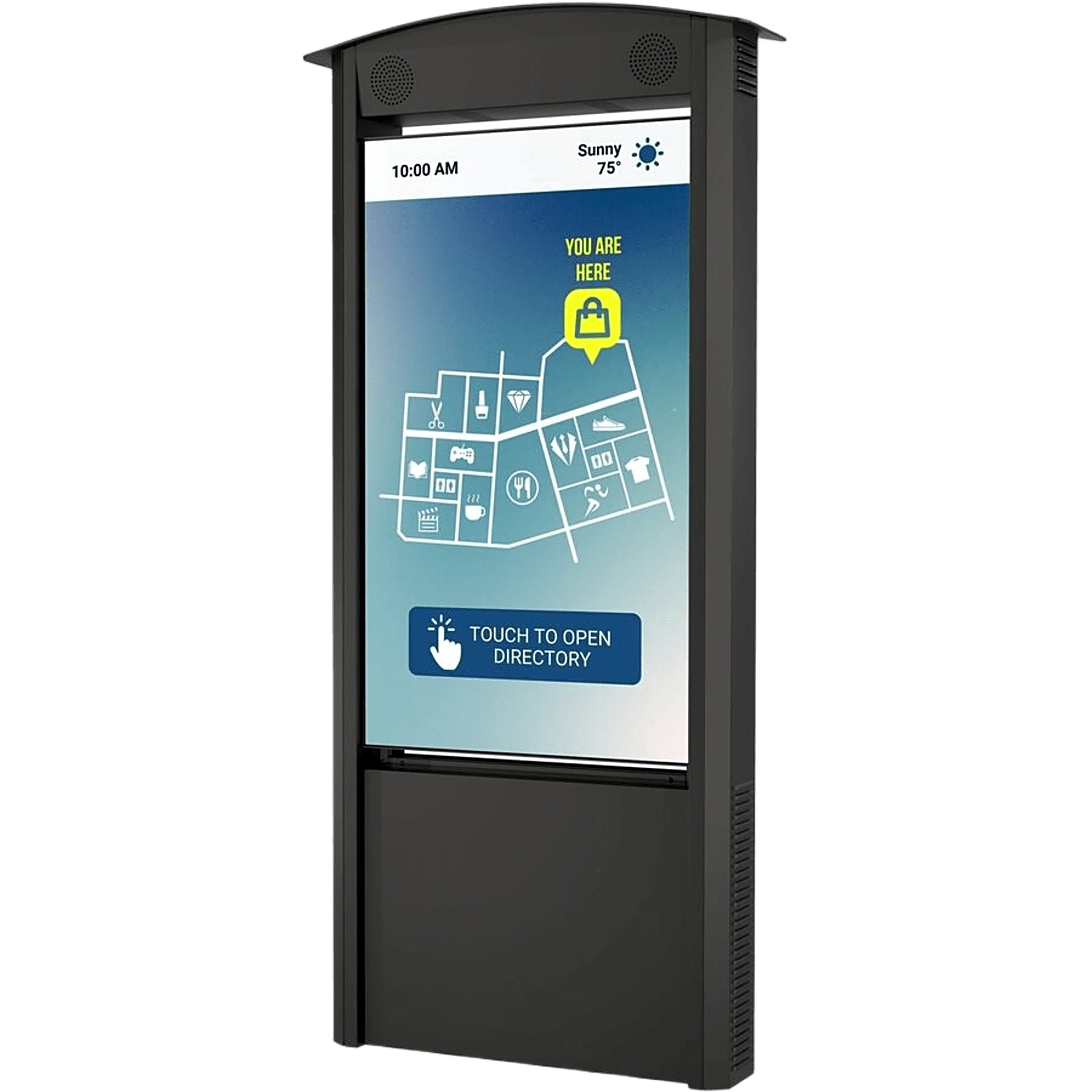 Kiosko Vertical de 55" Xtreme High Bright Outdoor Display / Full HD 1080p / IP66 Display + IP55 Cabinet / Acero Inoxidable y Aluminio / Resistente a Vientos 135 mph / Opción Parlantes 100W / Touch IR 10 Puntos Opcional