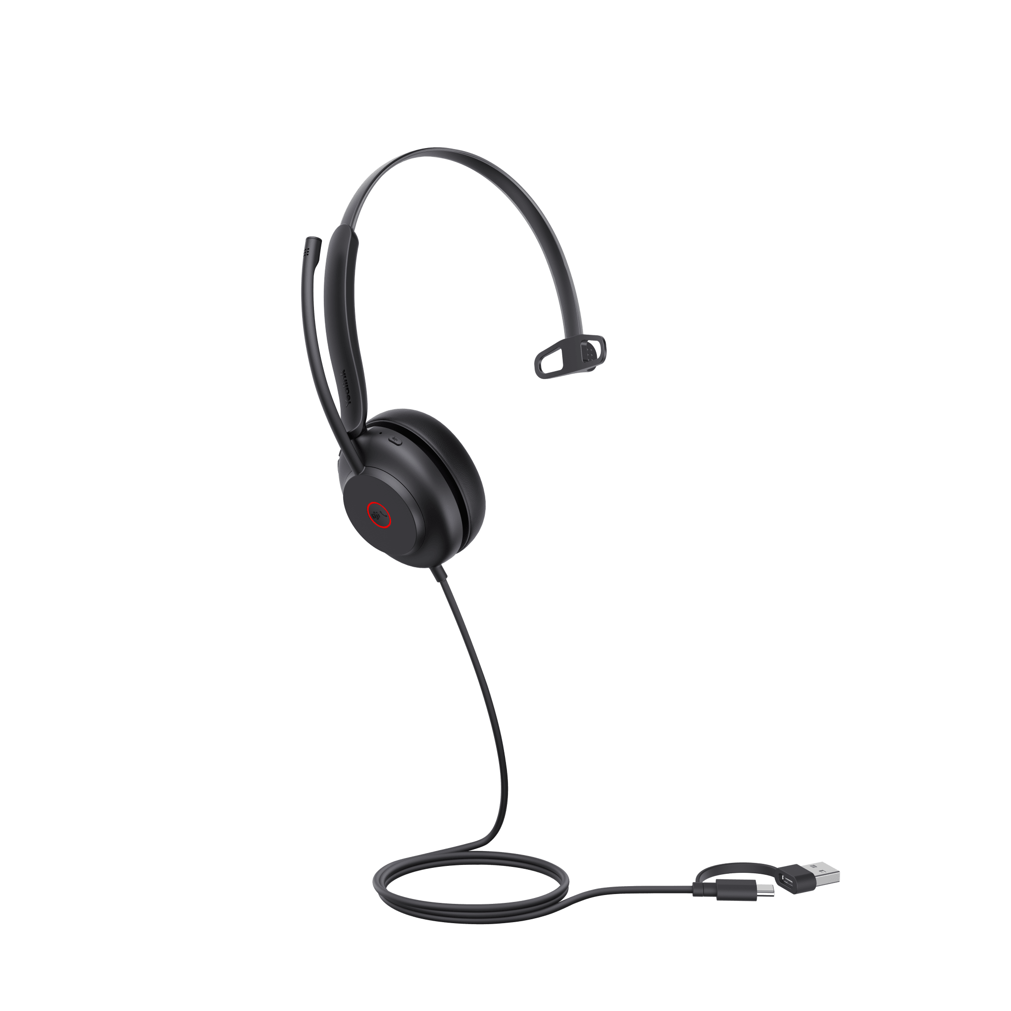 Diadema USB Yealink UH35 Mono Teams con Cancelación Activa de Ruido con 2 Micrófonos y Busylight Automático