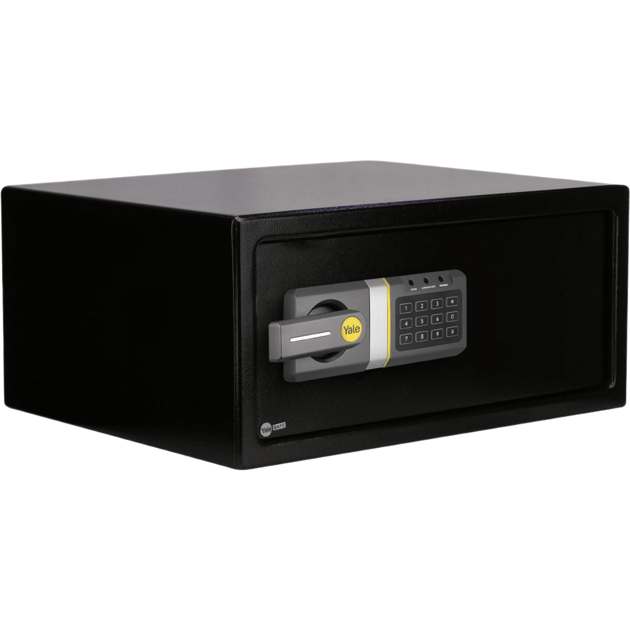 Caja Fuerte Electrónica Residencial / Apertura por Código 3-8 Dígitos / Llave de Emergencia / Puerta Acero Reforzado / Bloqueo 5 Minutos / Alimentación 4 Pilas AA / Indicadores LED